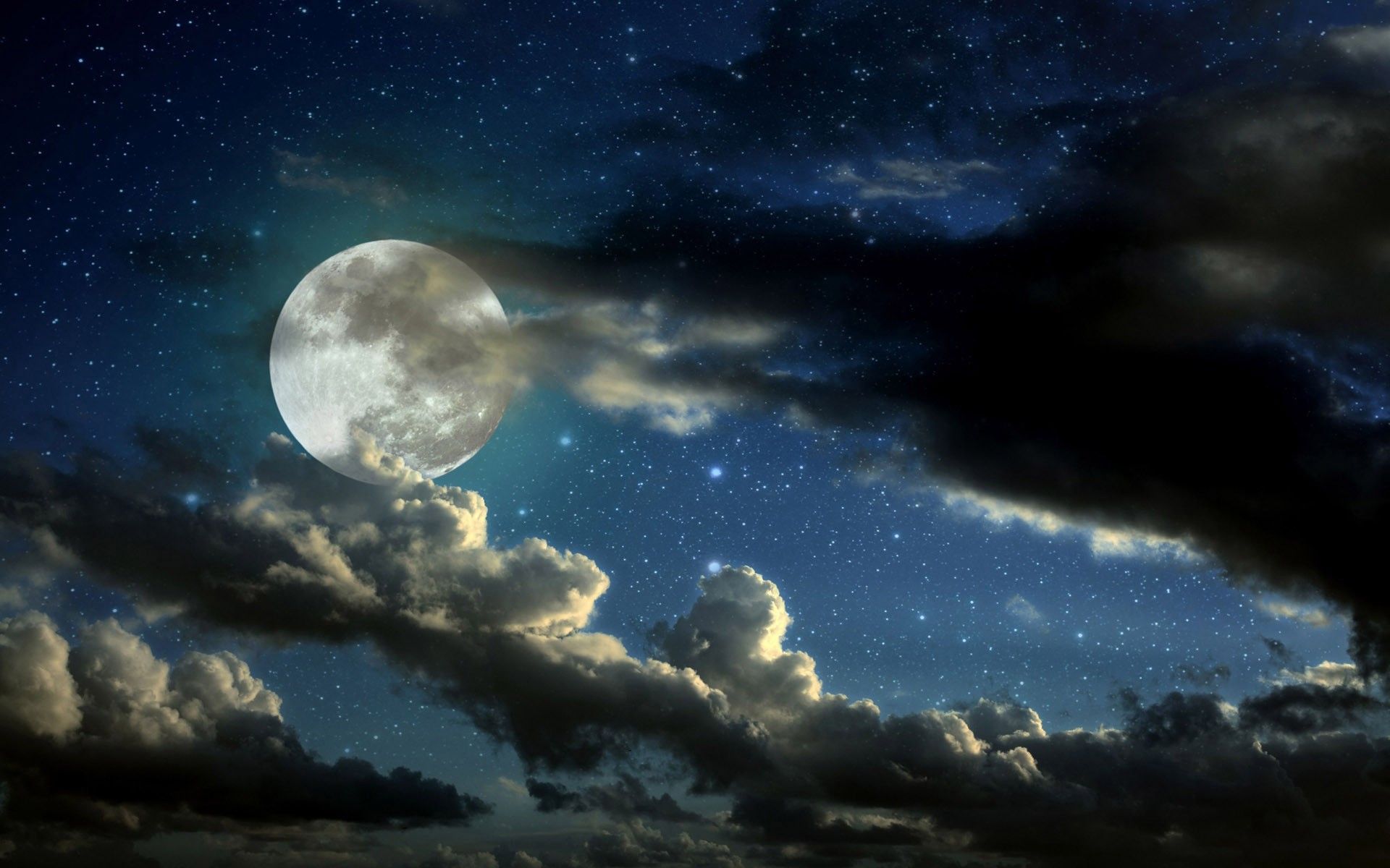 Landscape Night Moon Stars Wallpapers