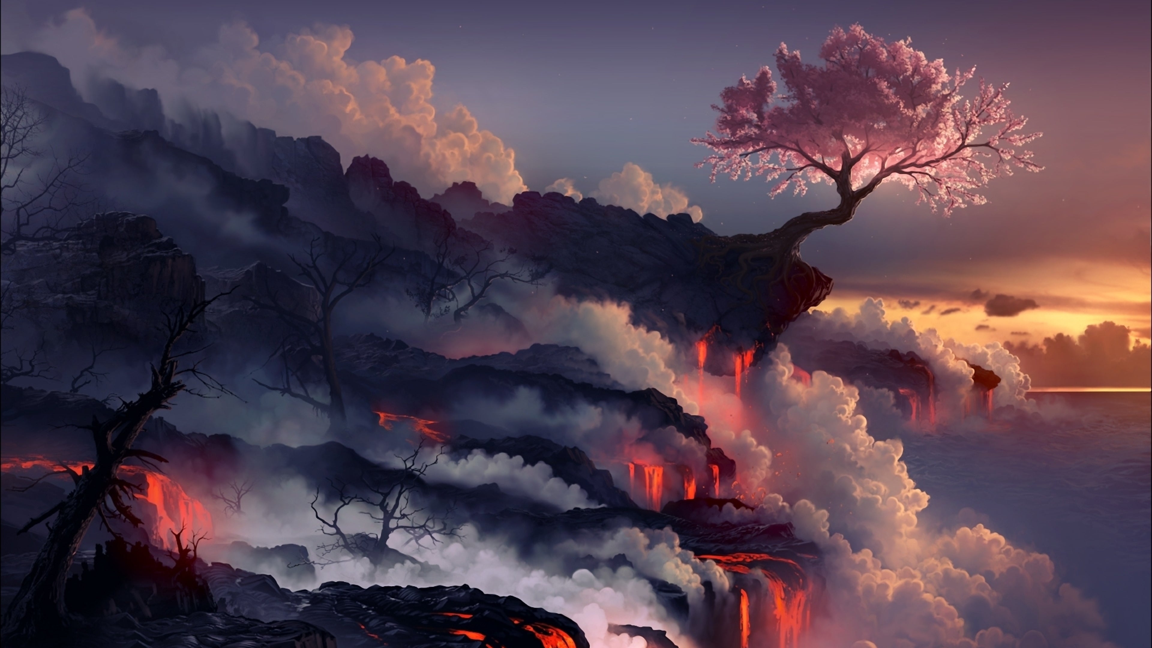 Lava With Cherry Tree Wallpapers