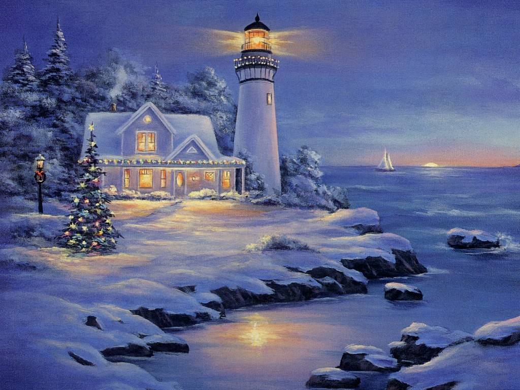 Lighthouse In Snow Wallpapers