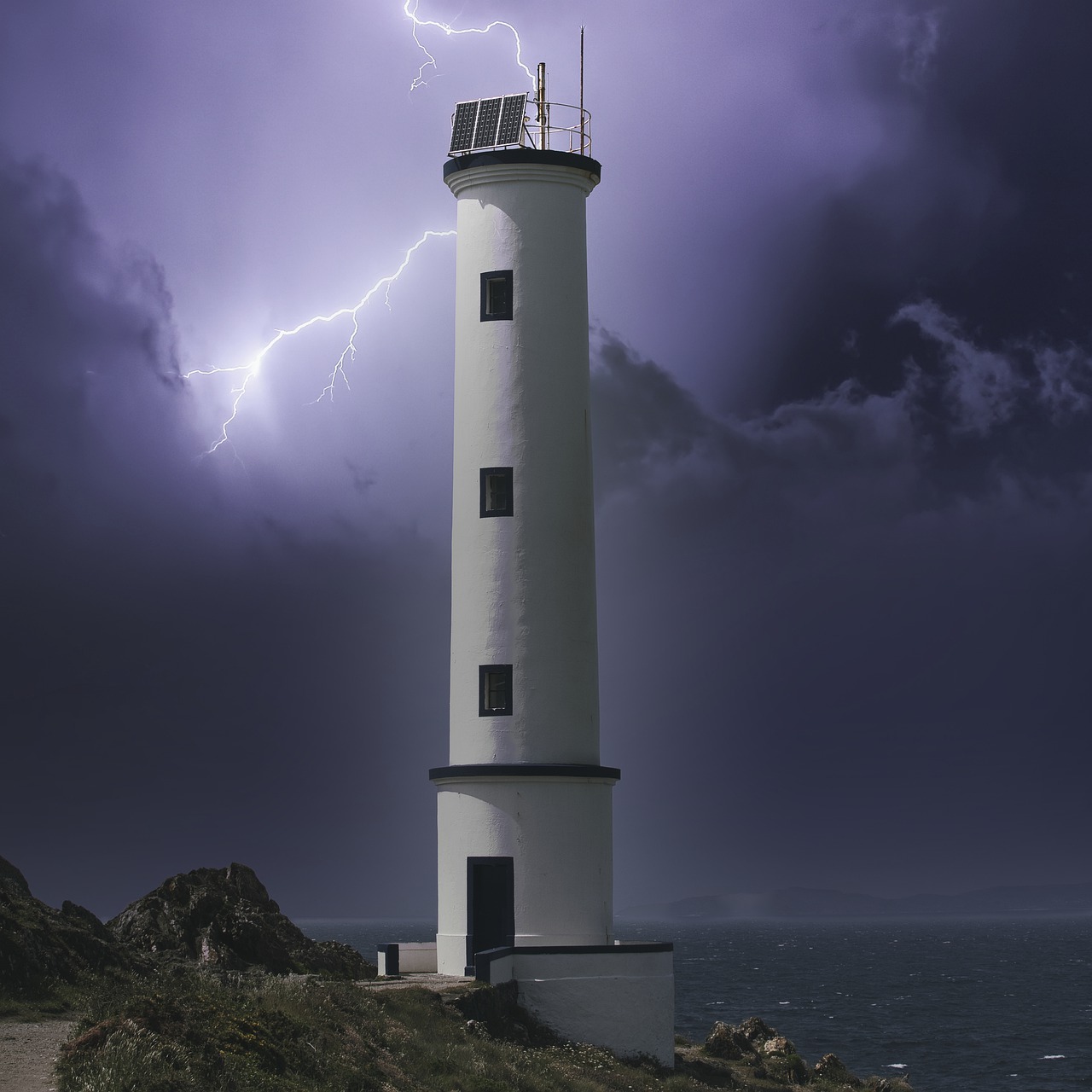 Lighthouse Lightning Sea Ocean Beach Weather Wallpapers