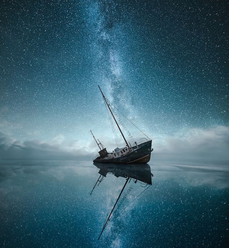 Lone Sailboat On Milky Way Night Wallpapers