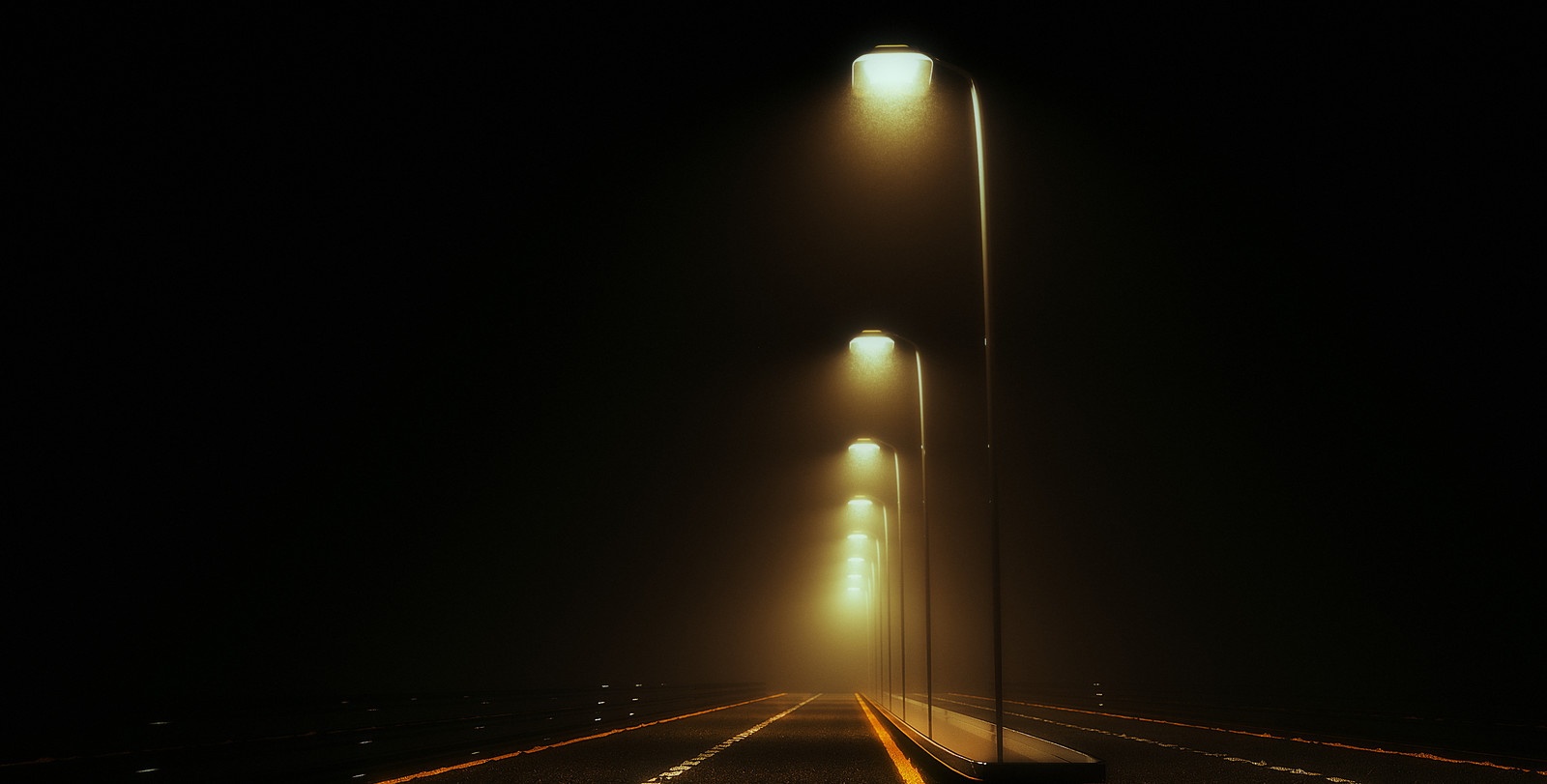 Lonely Road At Night Wallpapers