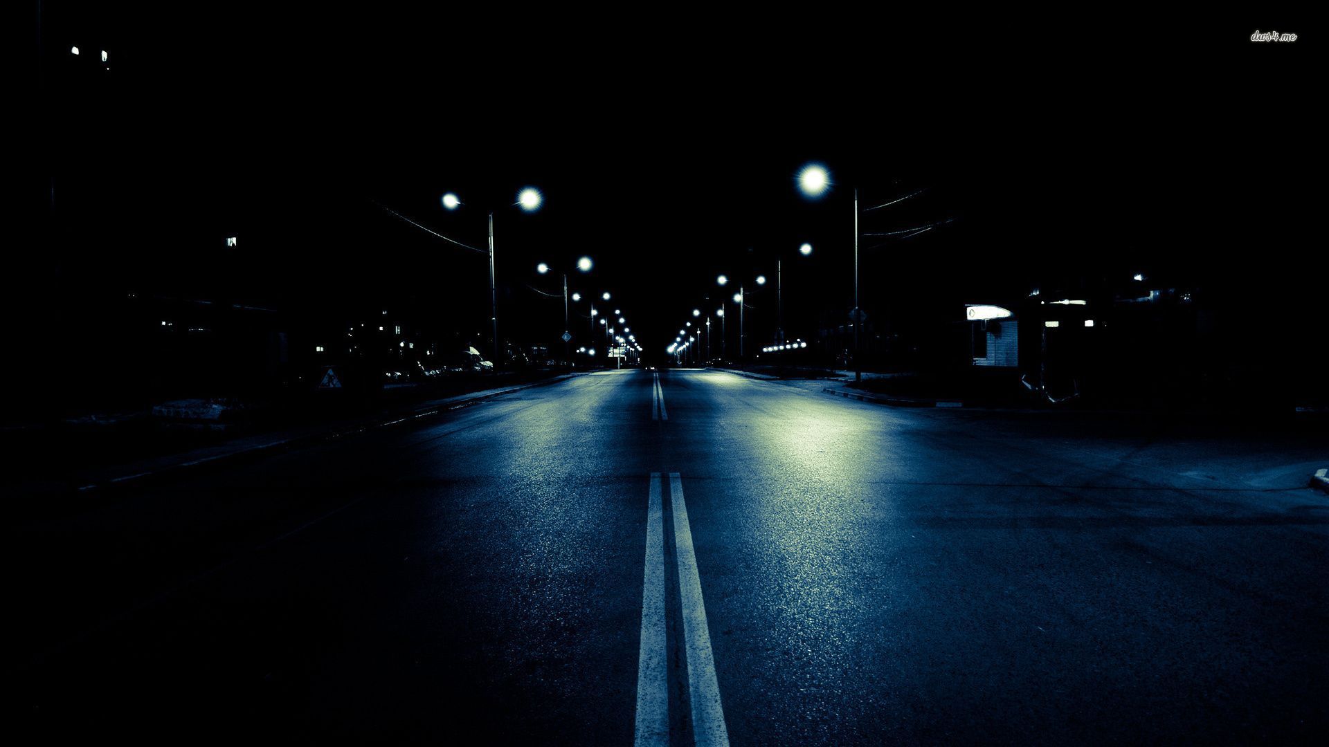 Lonely Street Lights Road Wallpapers