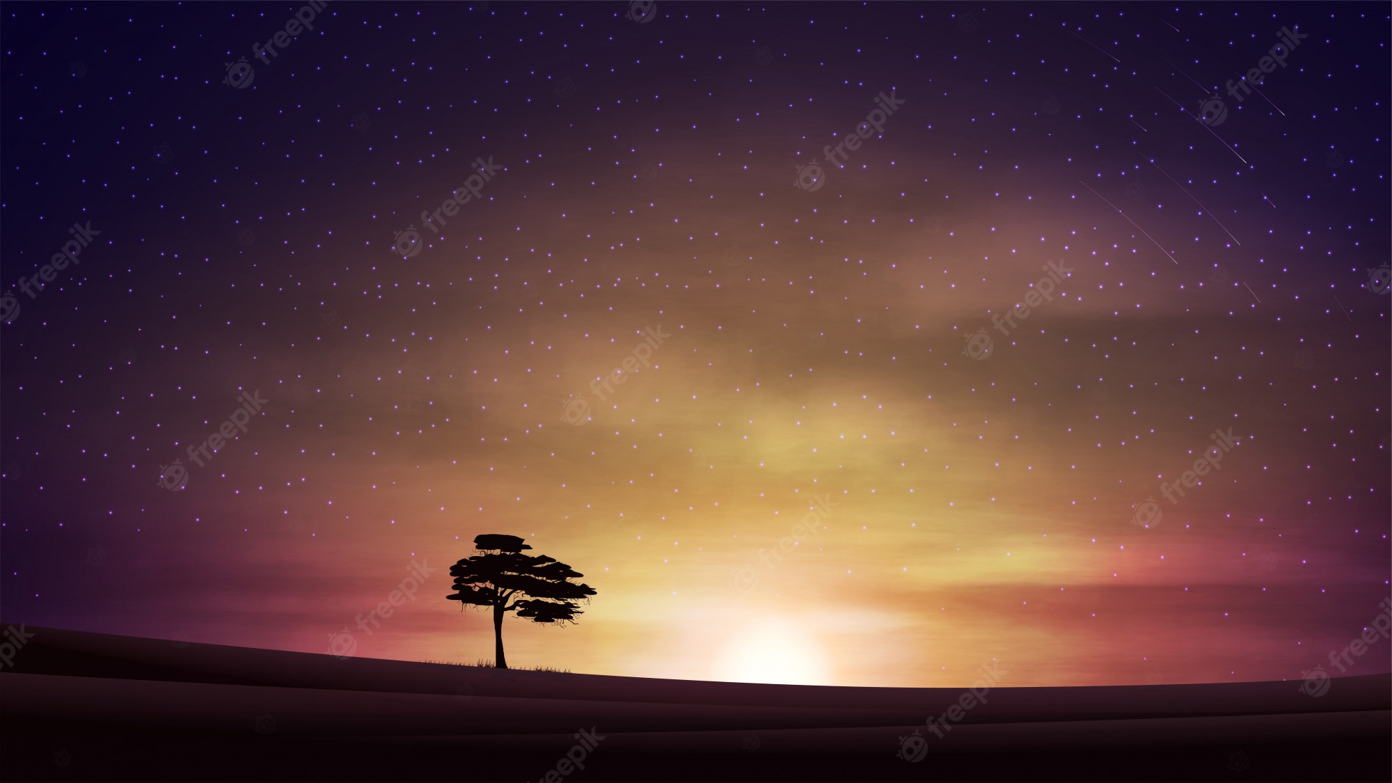 Lonely Tree Orange Sky Wallpapers