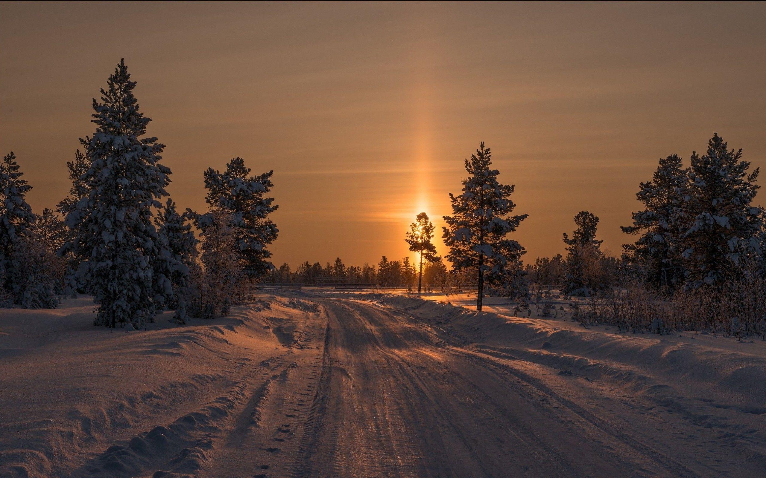 Long Exposure Snow Road Wallpapers