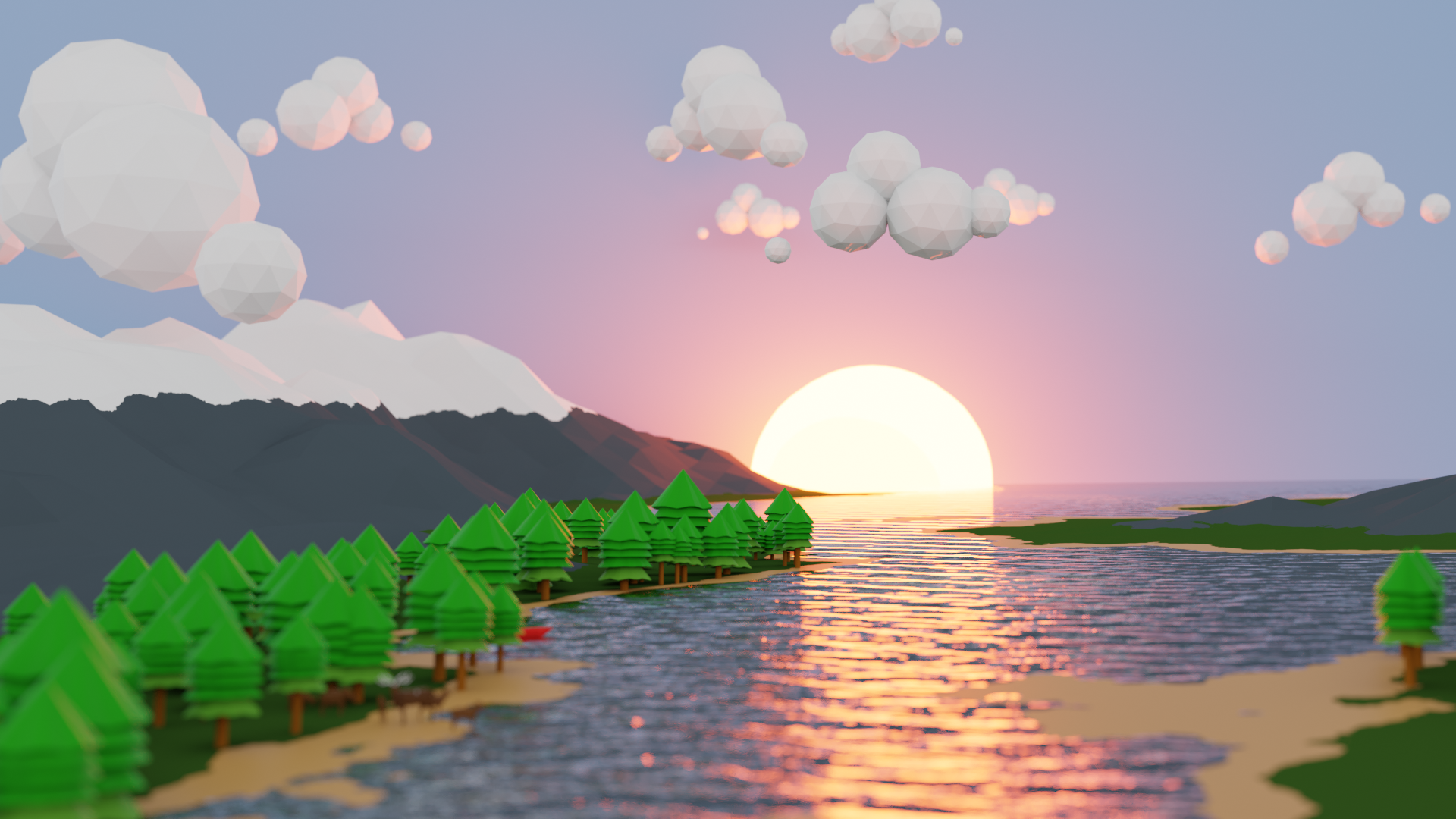 Low Poly Sunset Wallpapers