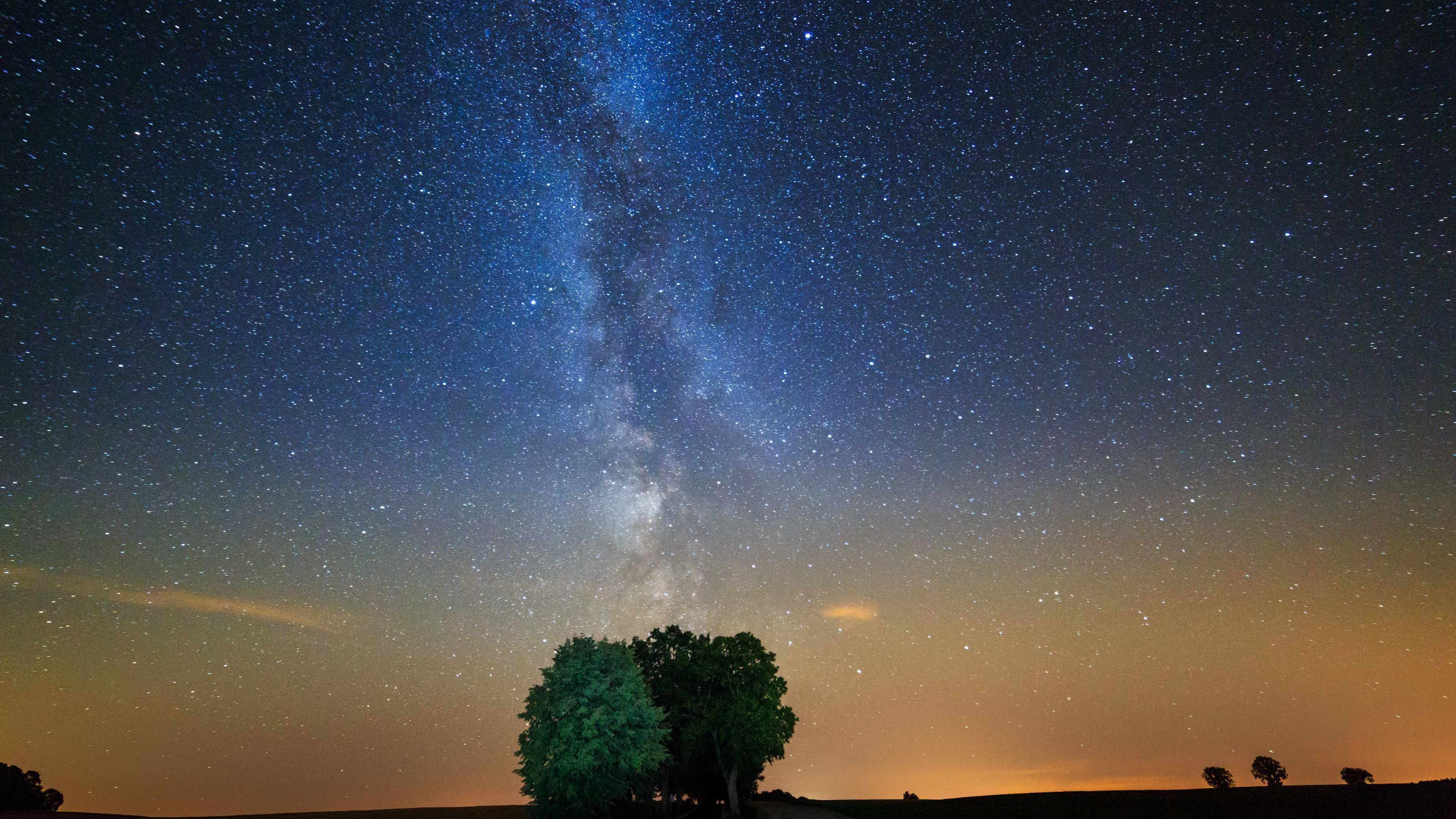 Milky Way Tree Field Wallpapers