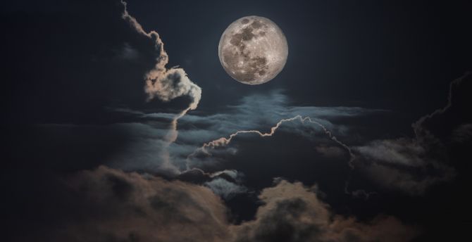 Moon Clouds Sea Sky Wallpapers