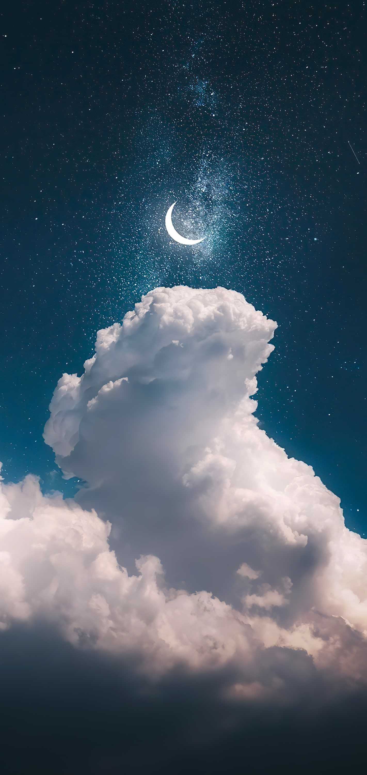 Moon Clouds Sea Sky Wallpapers