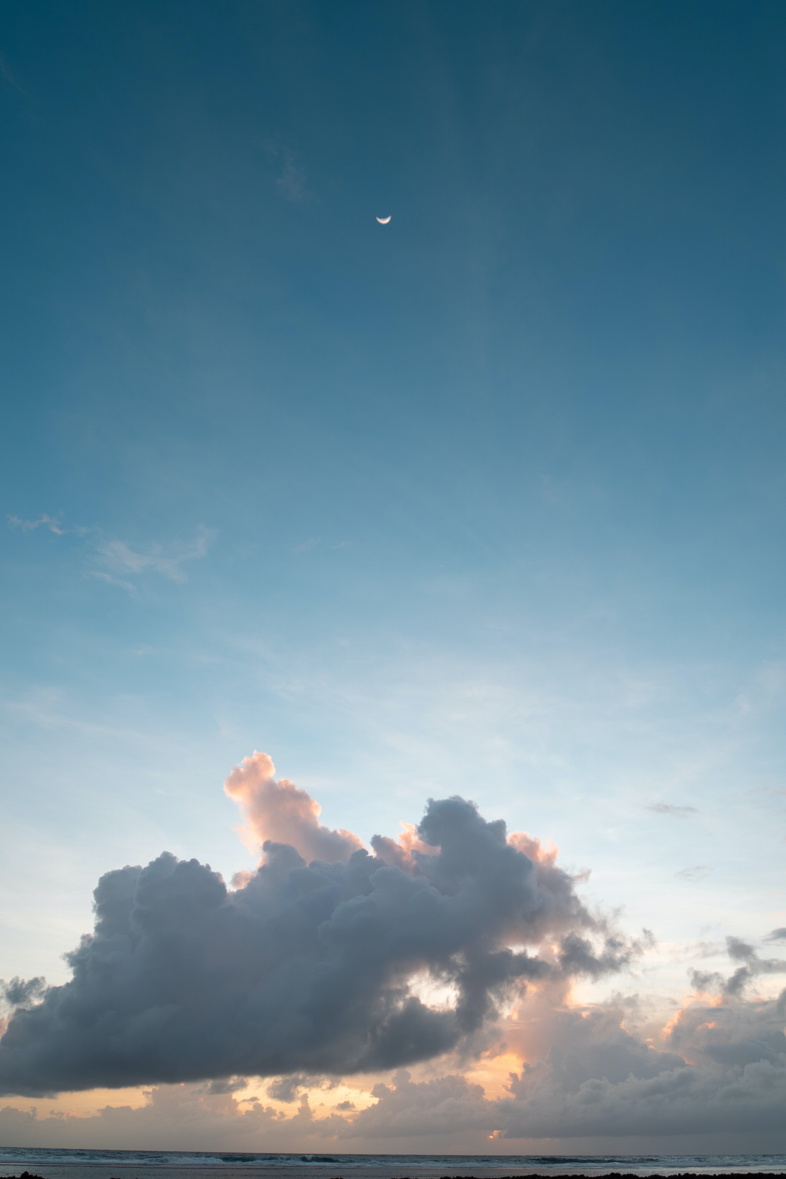 Moon Clouds Sea Sky Wallpapers