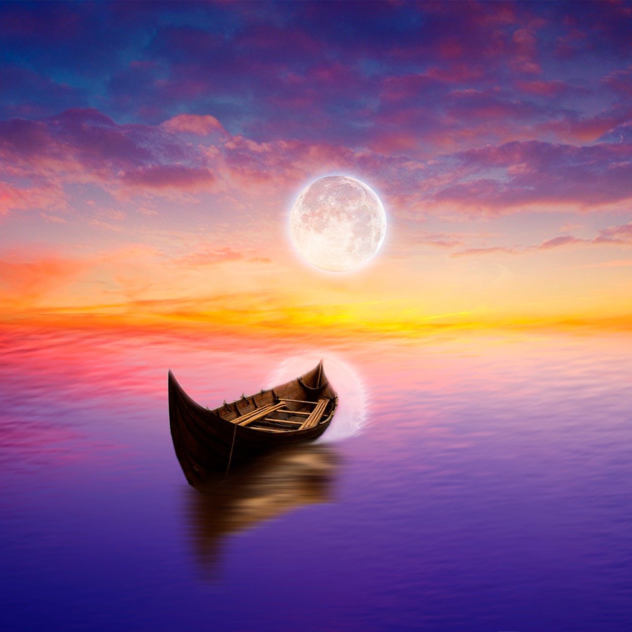 Moon Clouds Sea Sky Wallpapers