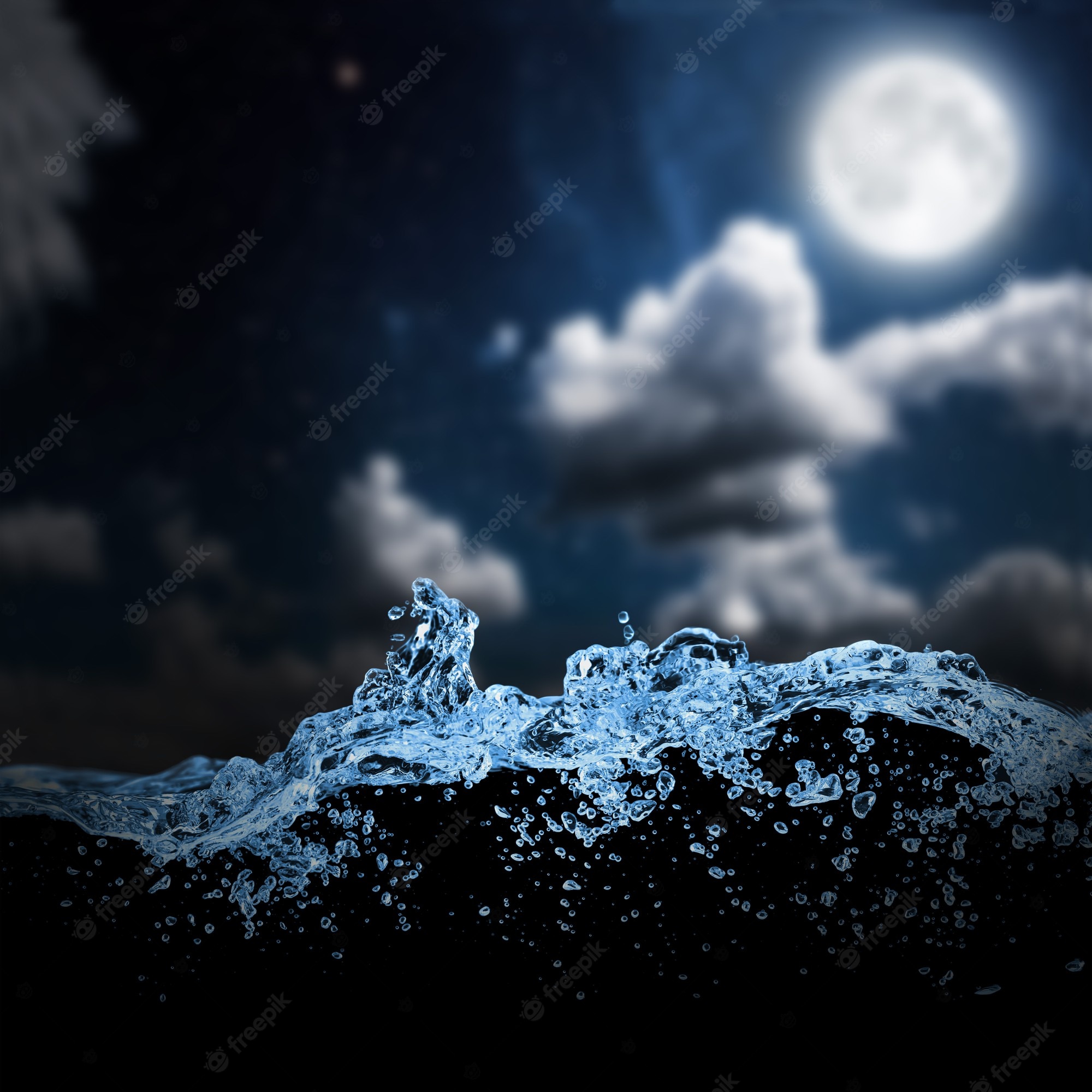 Moon Clouds Sea Sky Wallpapers