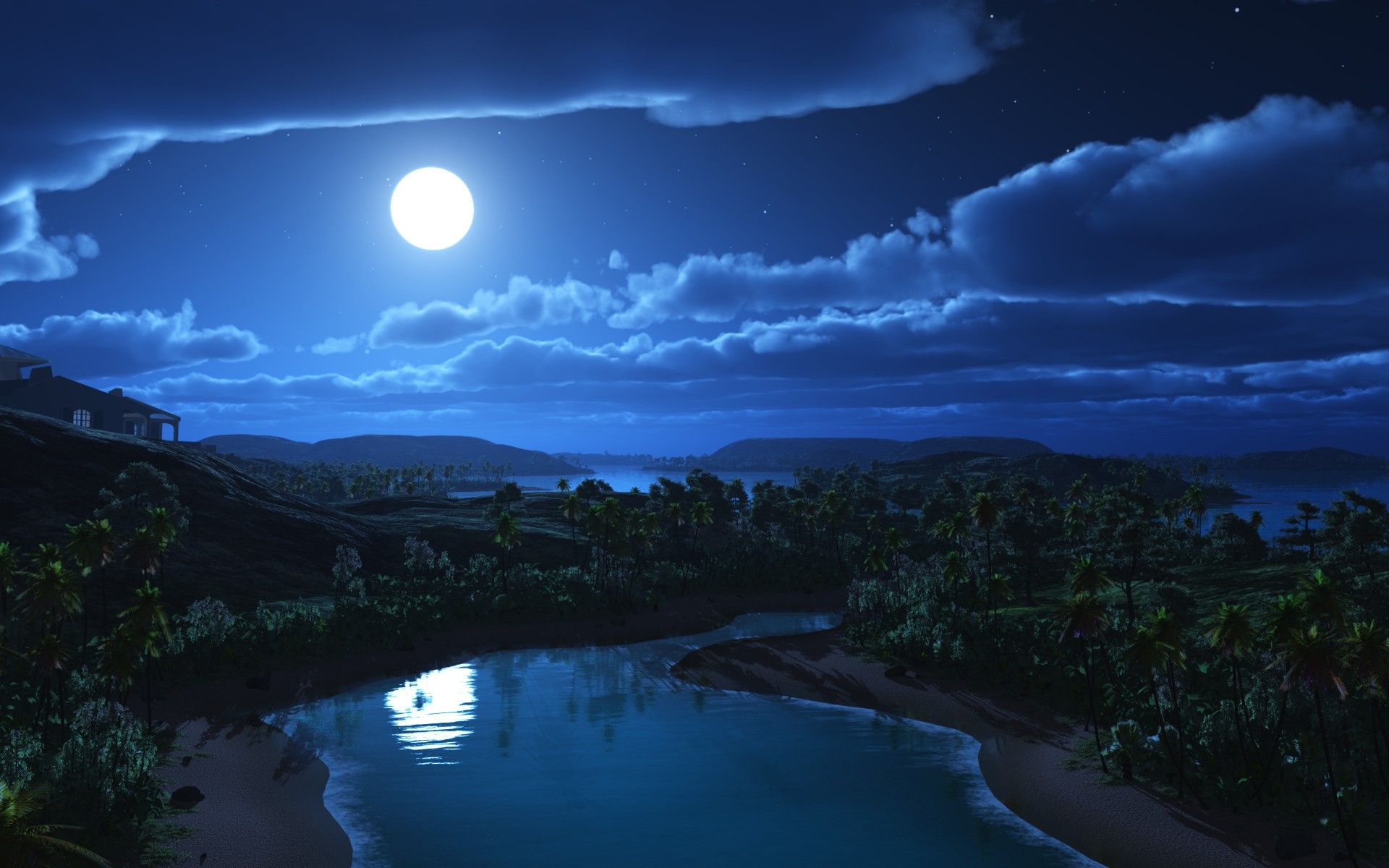 Moon Night Hd Landscape Wallpapers