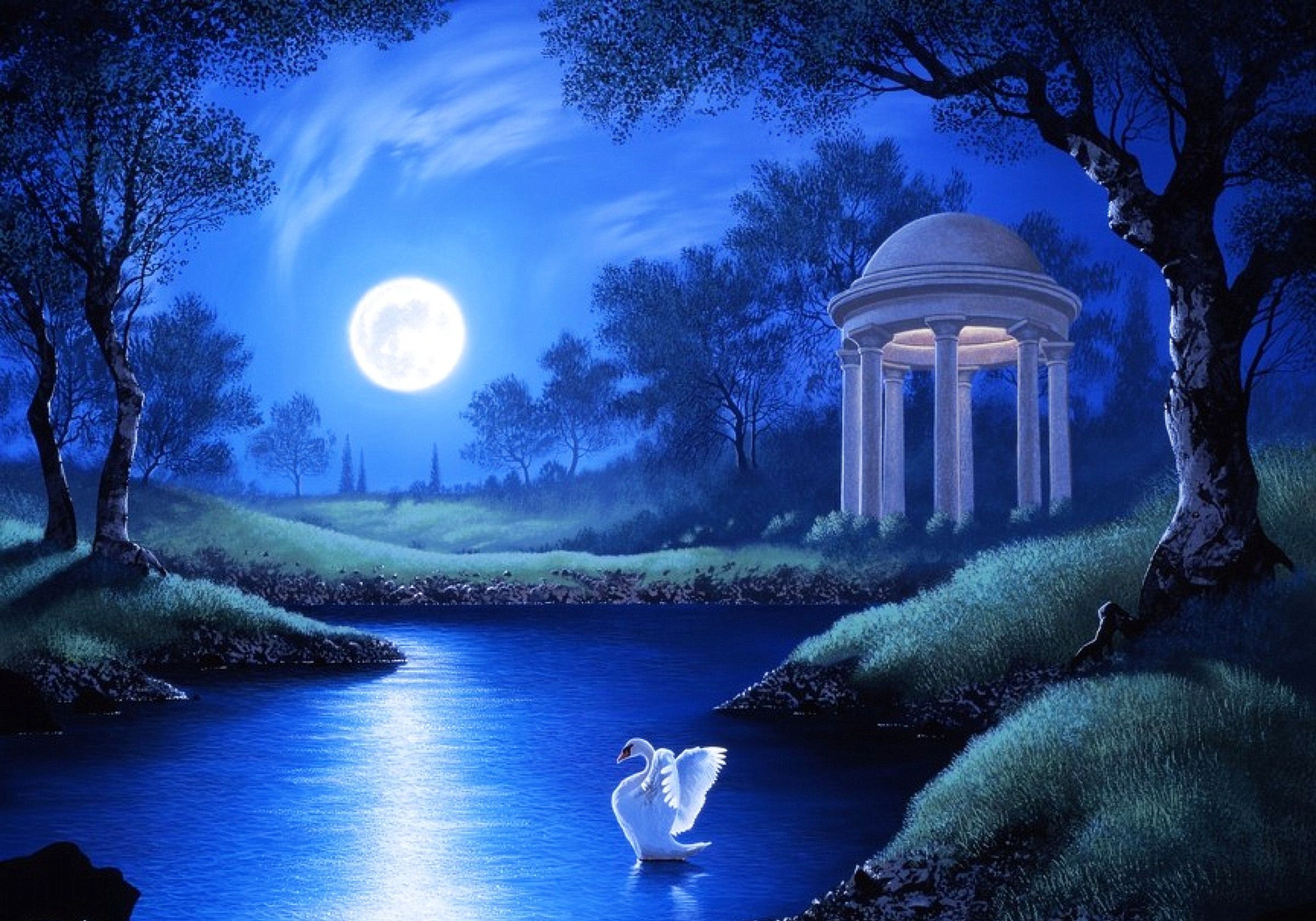 Moon Night Hd Landscape Wallpapers