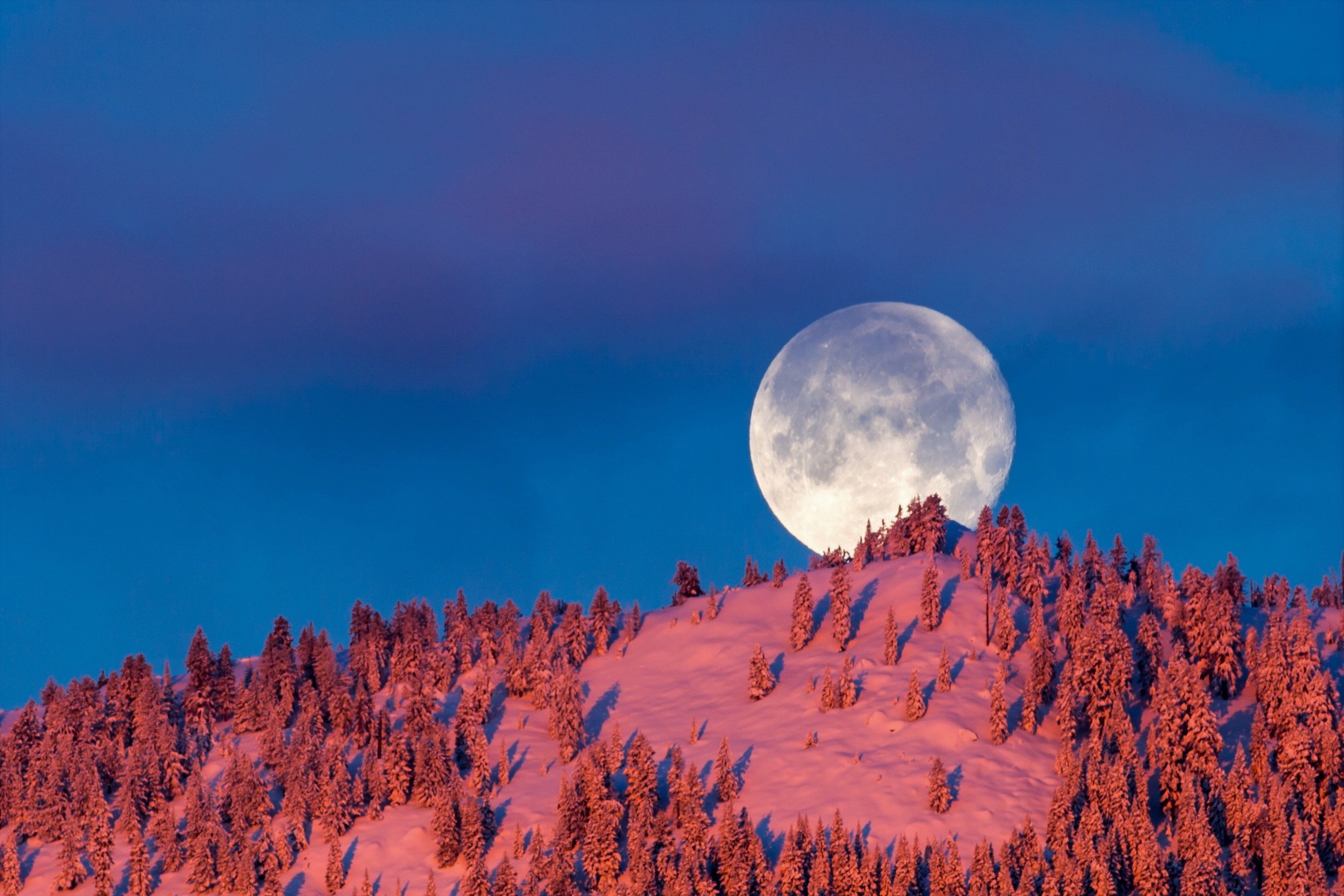 Moon Over Snowy Mountains Wallpapers