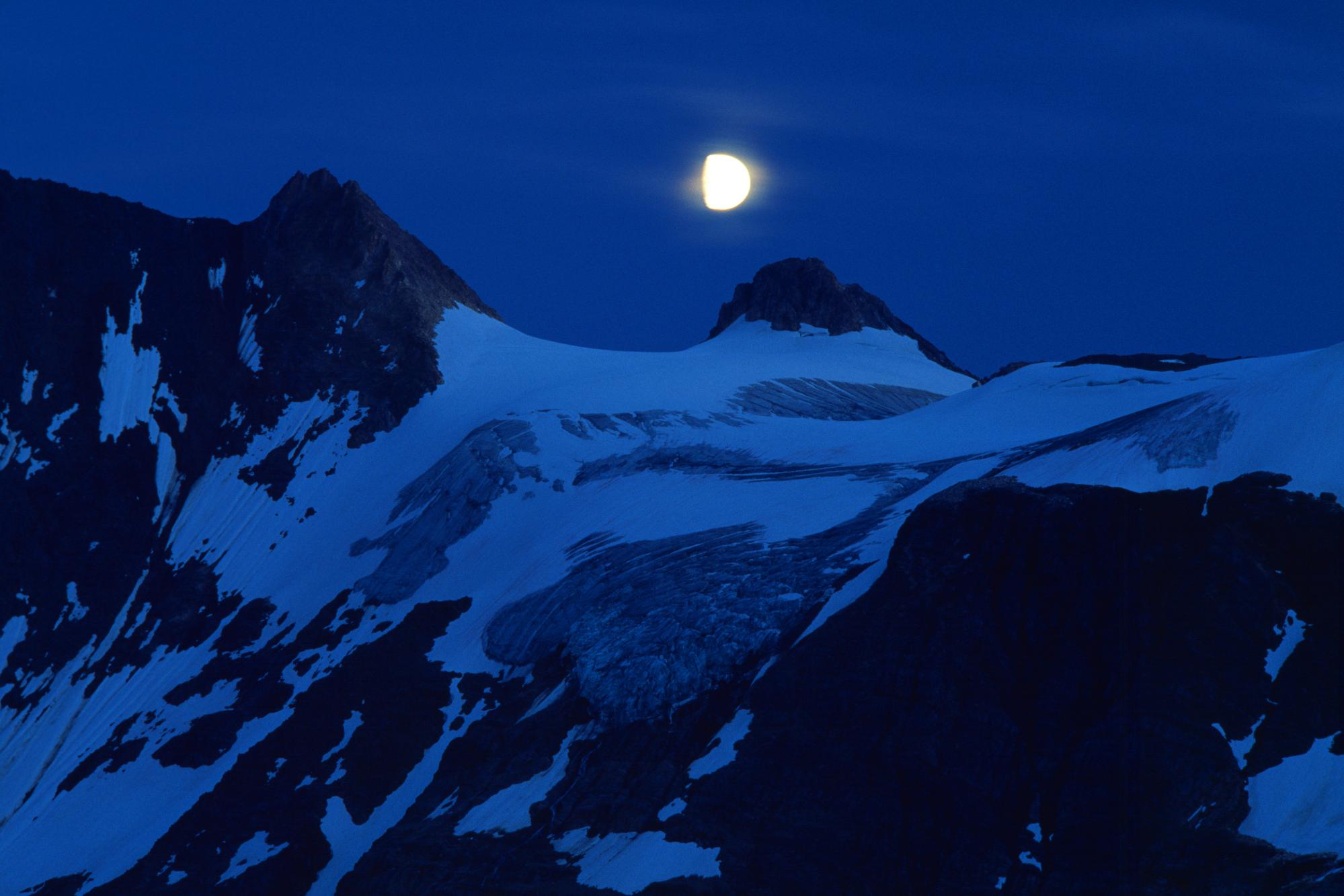 Moon Over Snowy Mountains Wallpapers