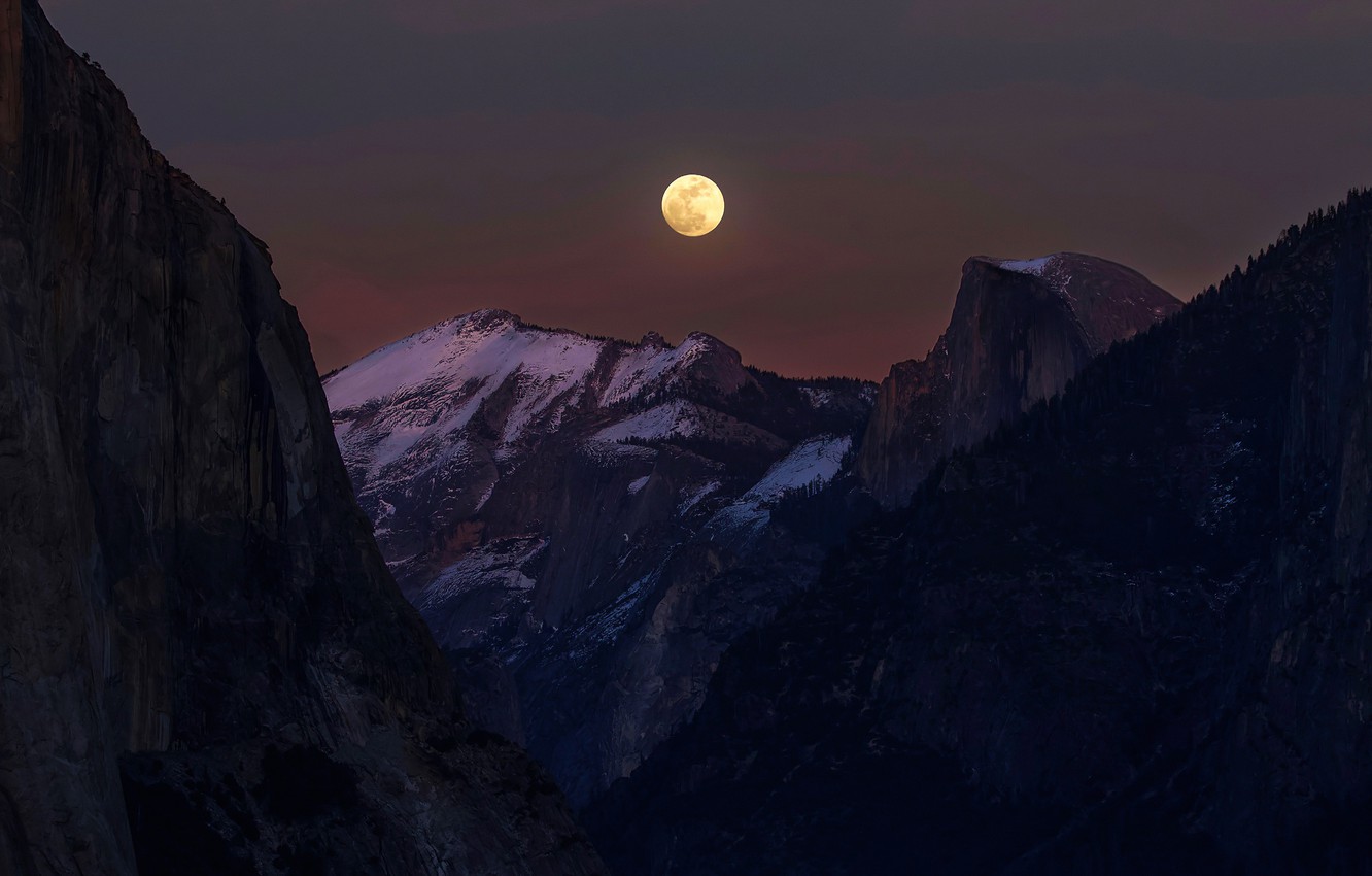 Moon Over Snowy Mountains Wallpapers