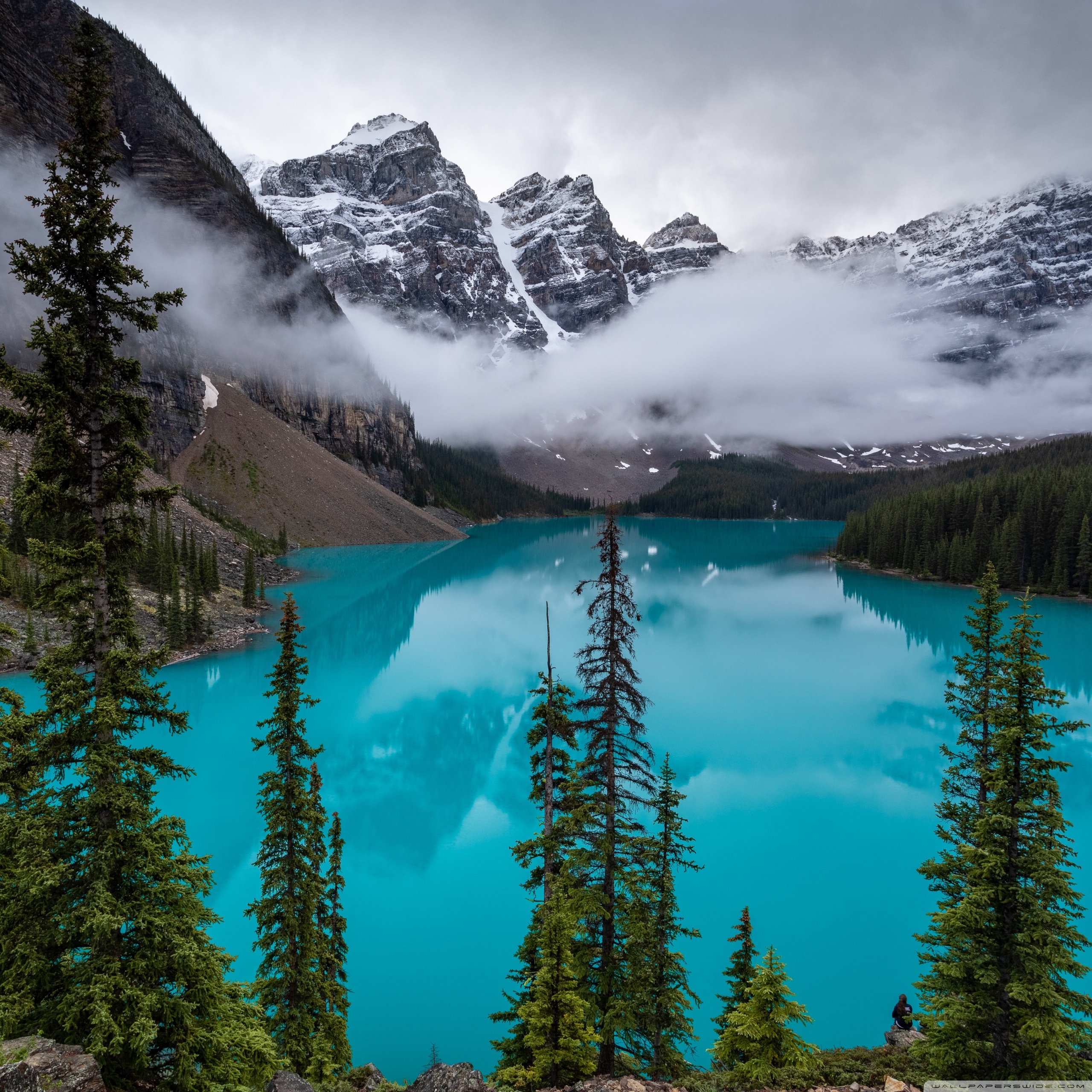 Moraine Lake Canadian Rockies Drone View Wallpapers