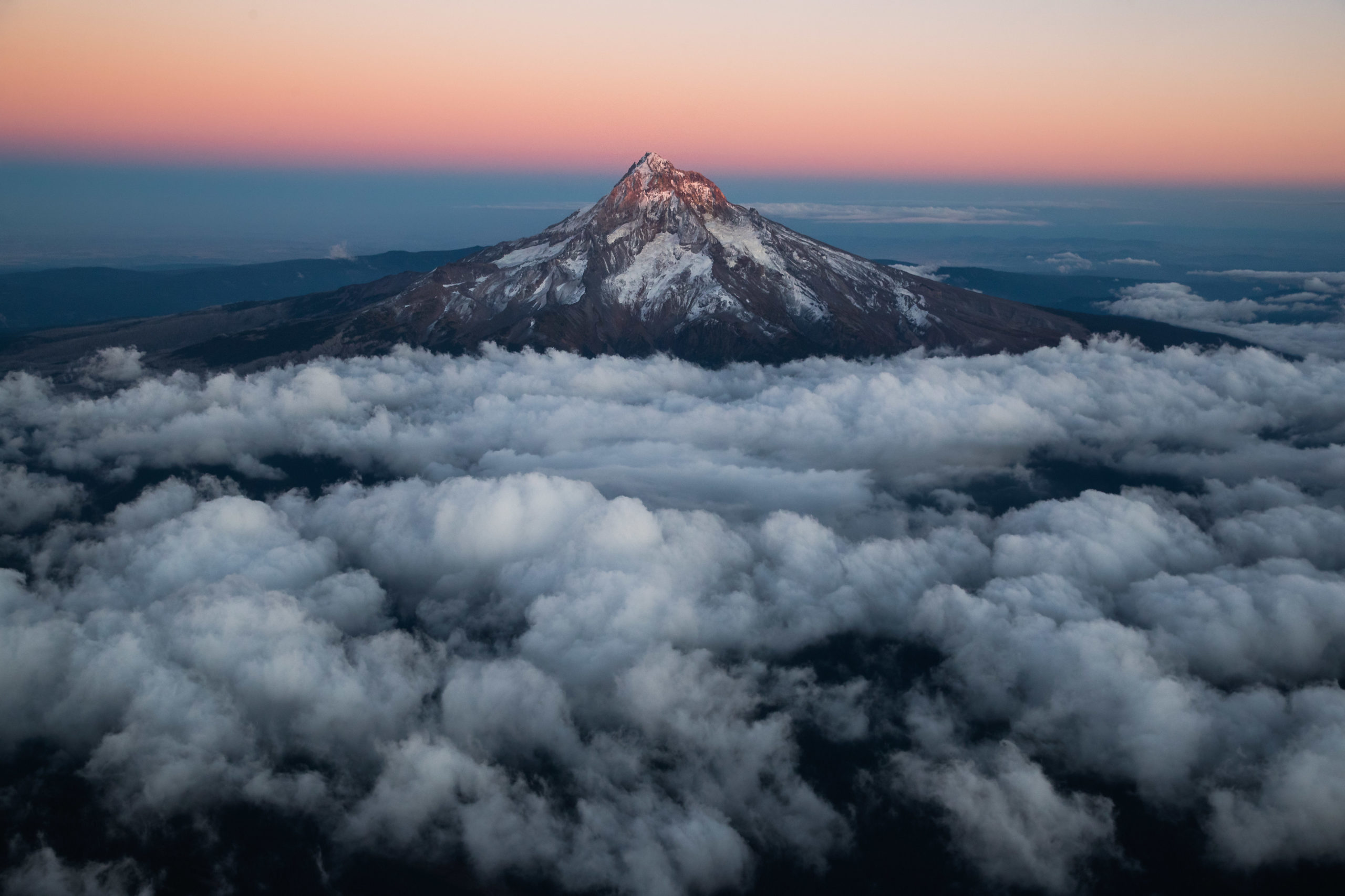 Mount Hood Above The Clouds At Night Wallpapers