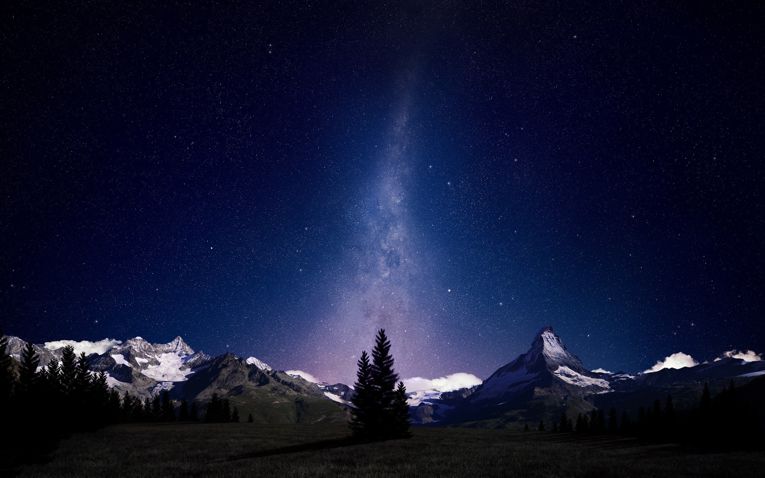 Mountain Alps During Night Photography Wallpapers