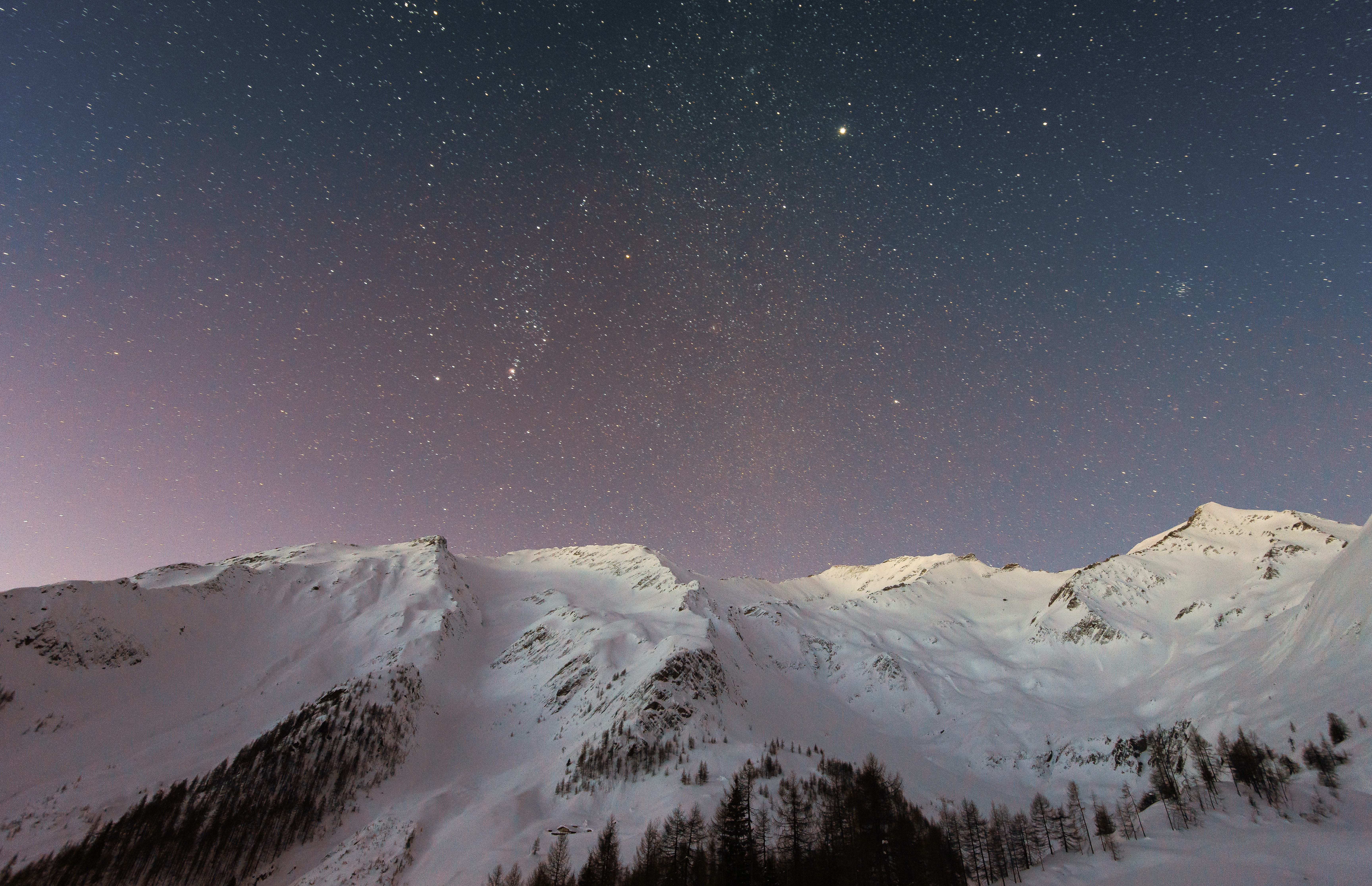 Mountain Alps During Night Photography Wallpapers