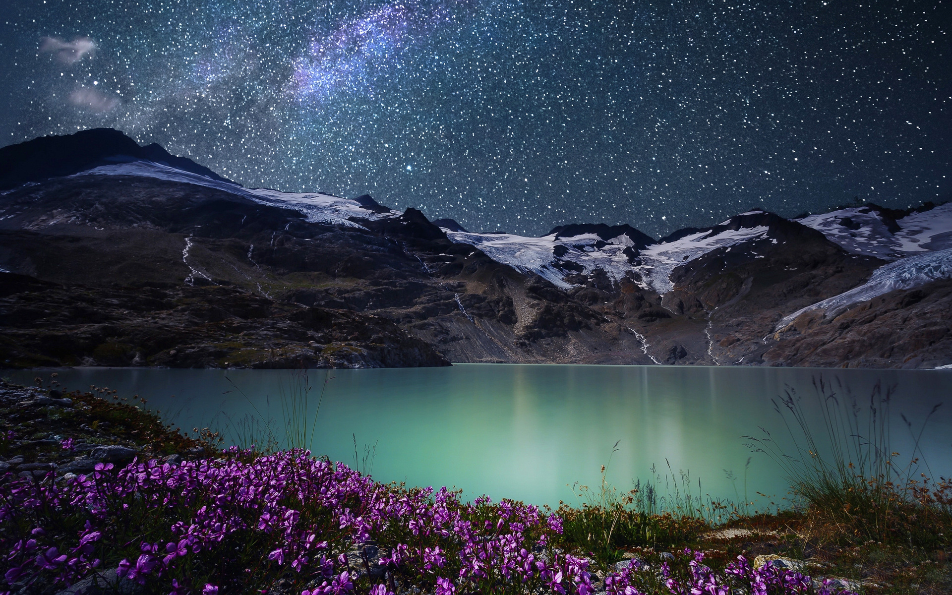 Mountain Alps During Night Photography Wallpapers