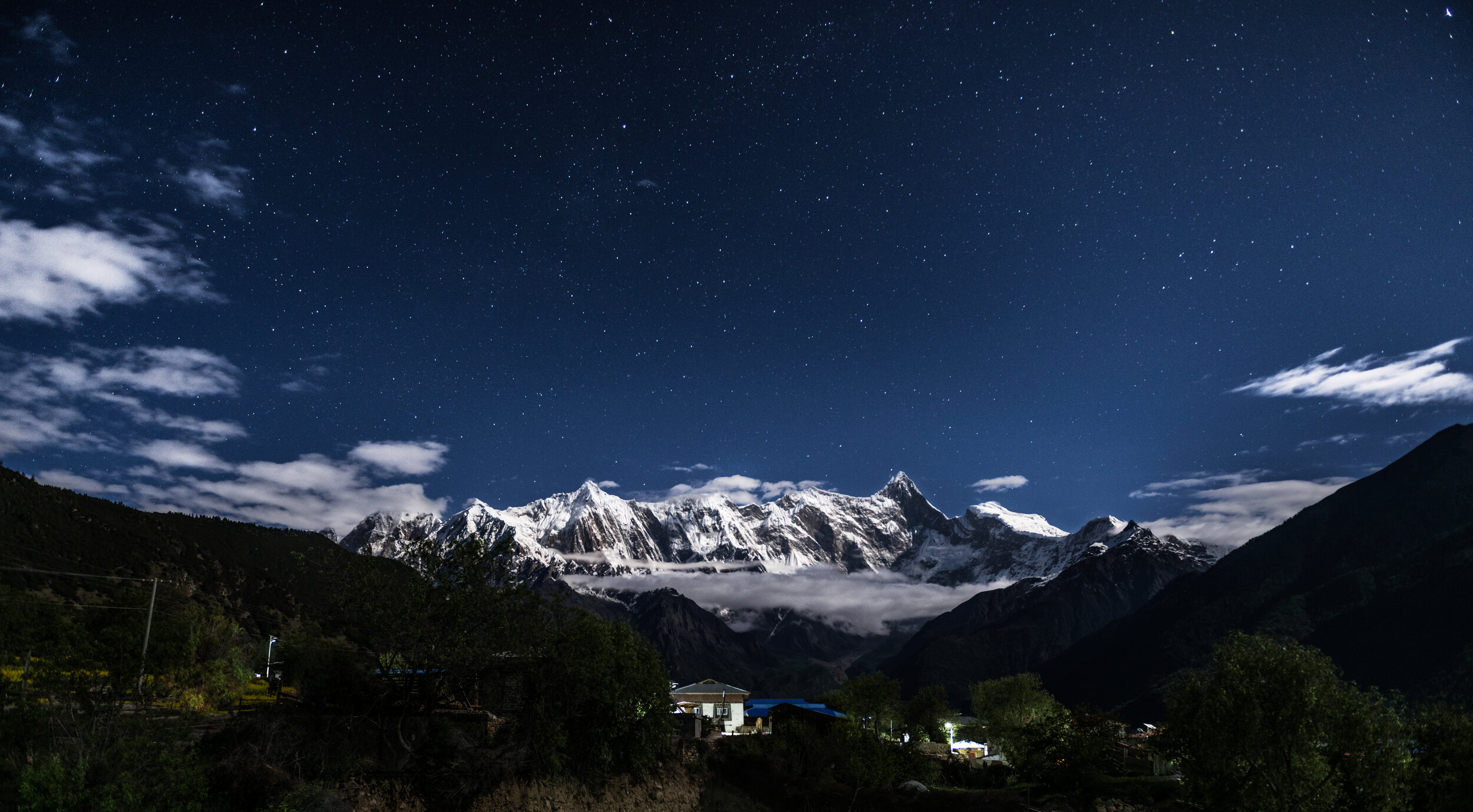 Mountain Alps During Night Photography Wallpapers