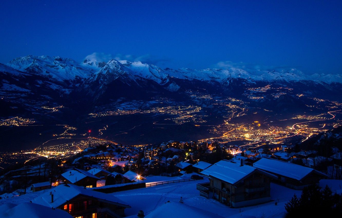 Mountain Alps During Night Photography Wallpapers