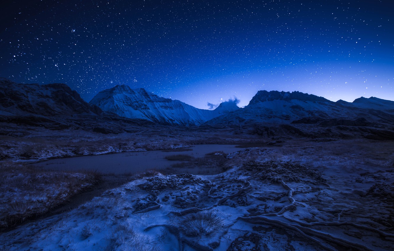 Mountain Alps During Night Photography Wallpapers