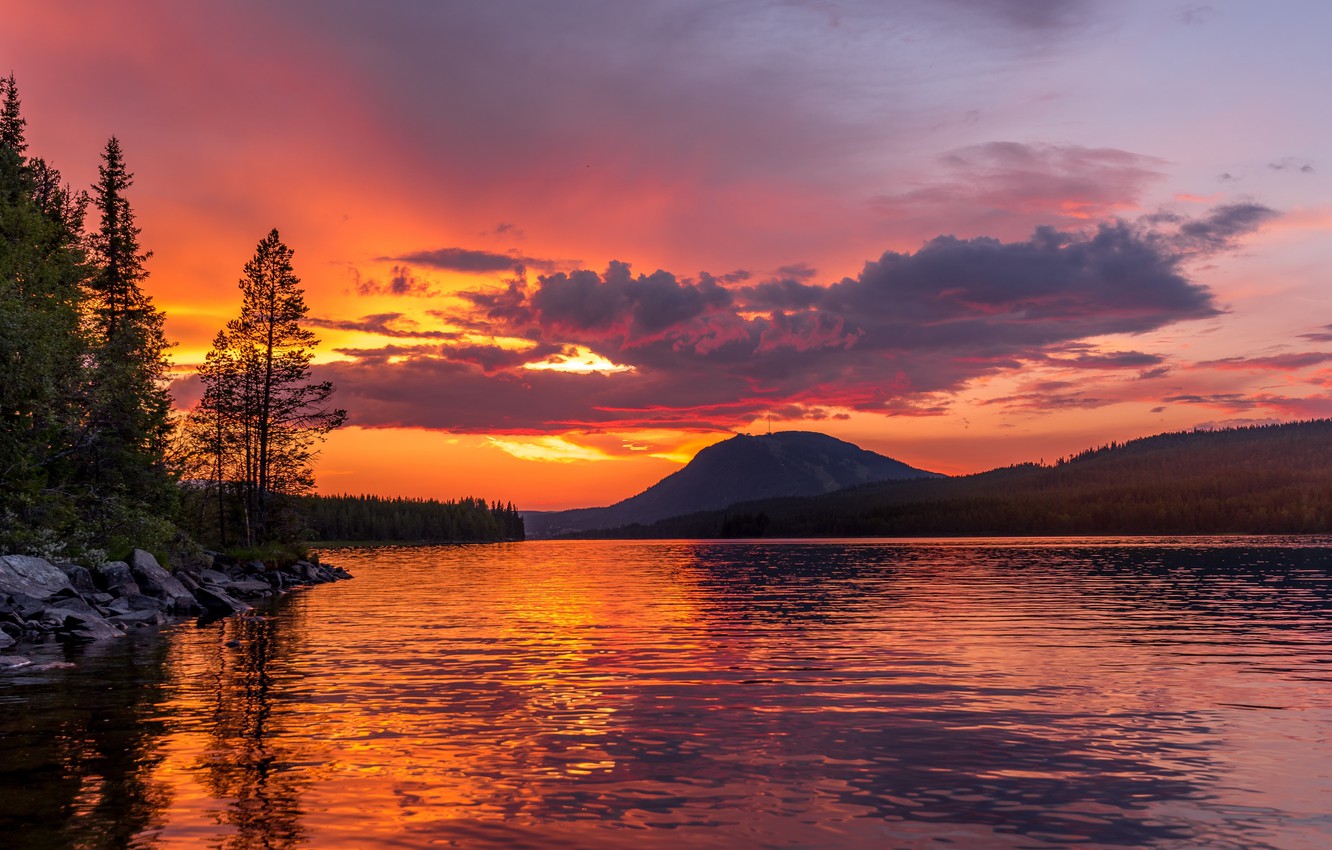 Mountain Lake Sunset Wallpapers