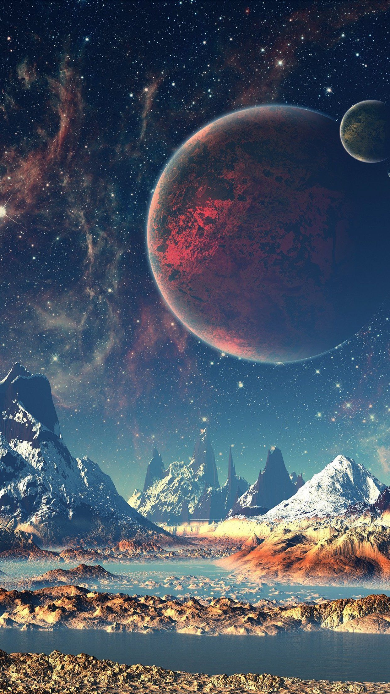 Mountains And Cosmo Planets Wallpapers