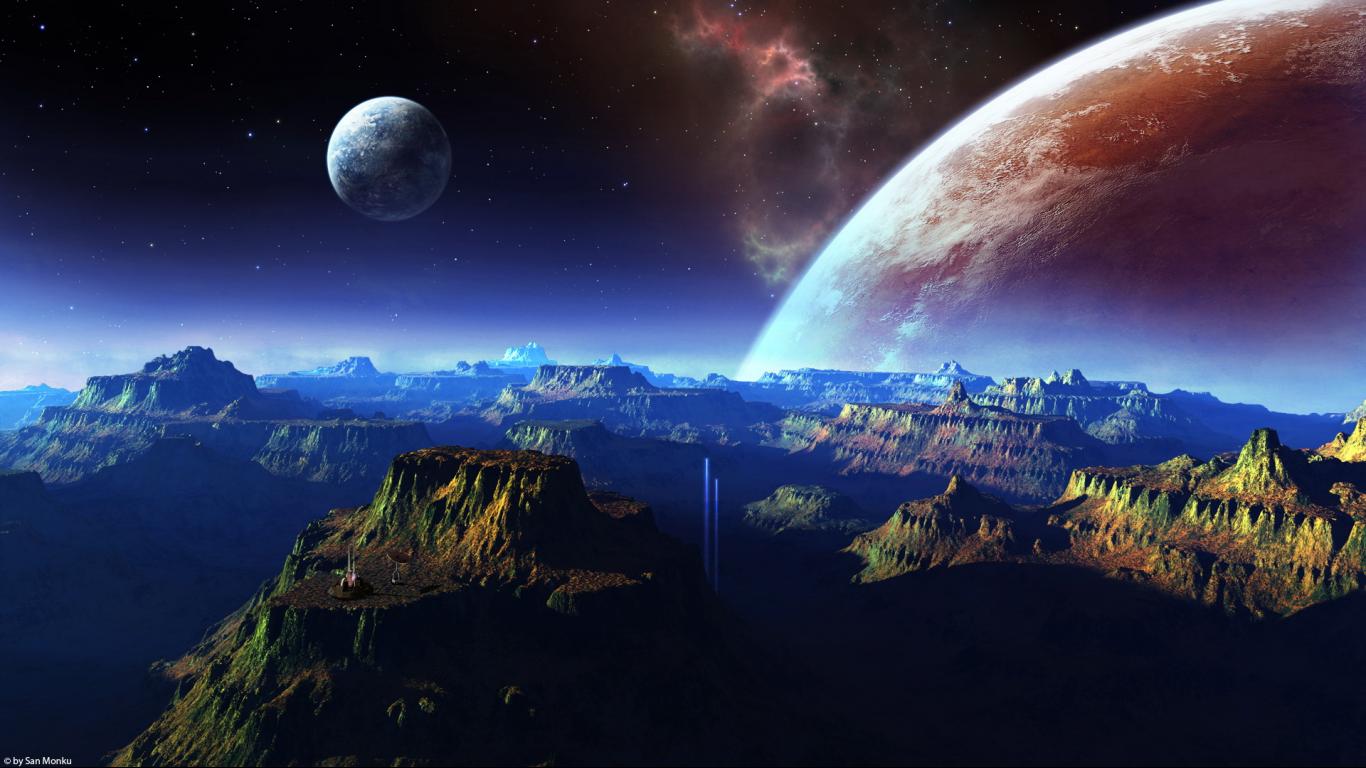 Mountains And Cosmo Planets Wallpapers