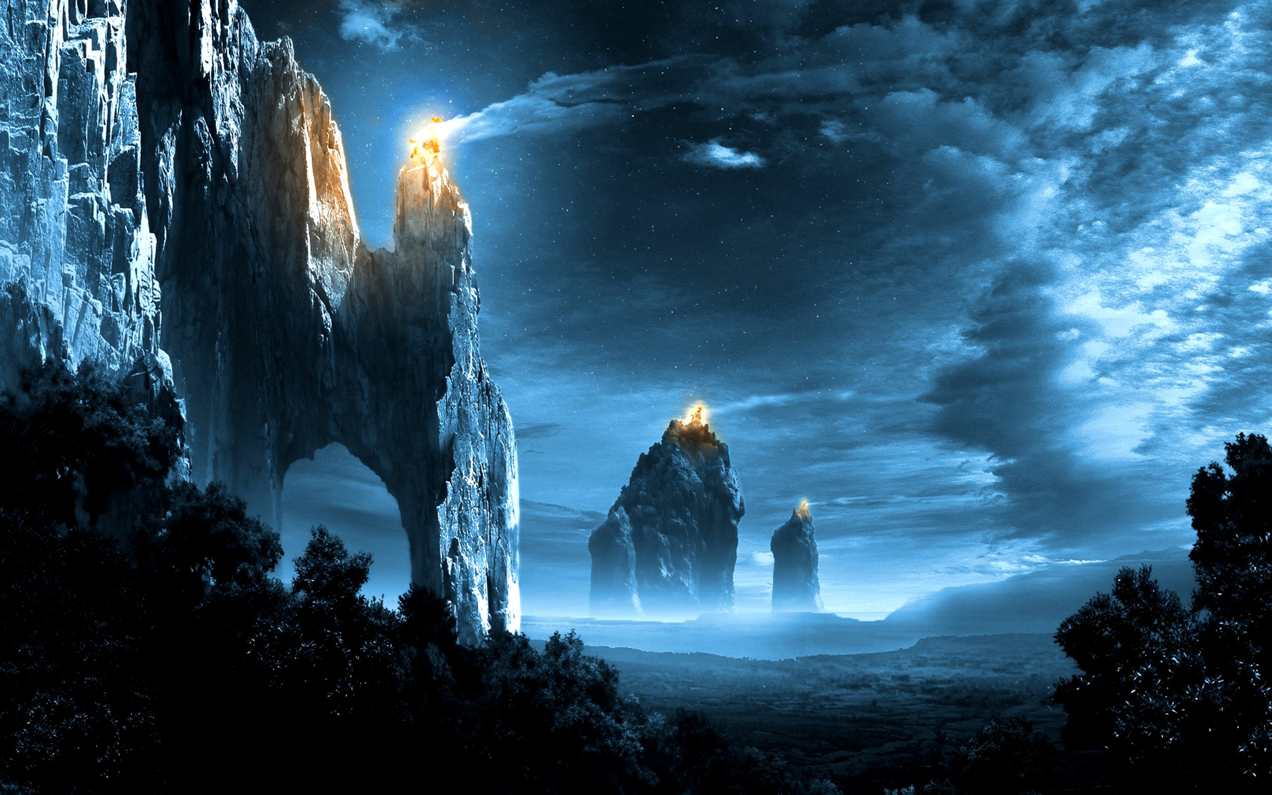 Mountains In Dark Night Wallpapers