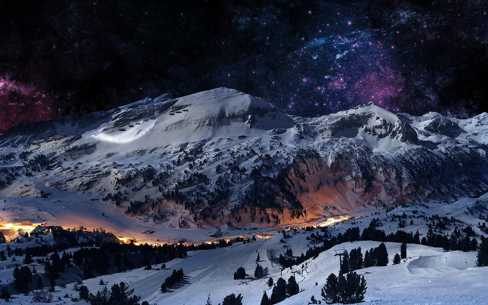 Mountains In Dark Night Wallpapers