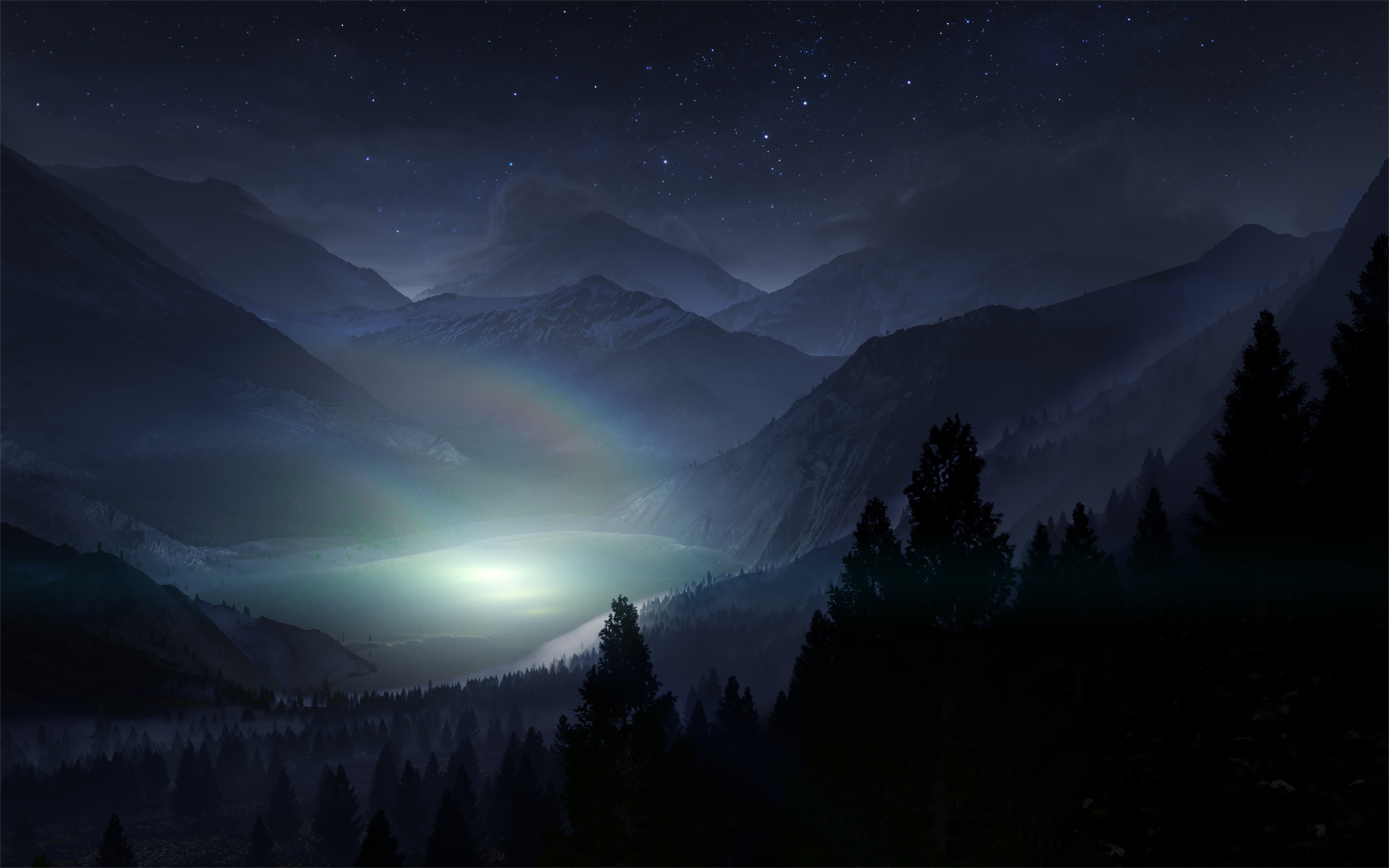 Mountains In Dark Night Wallpapers