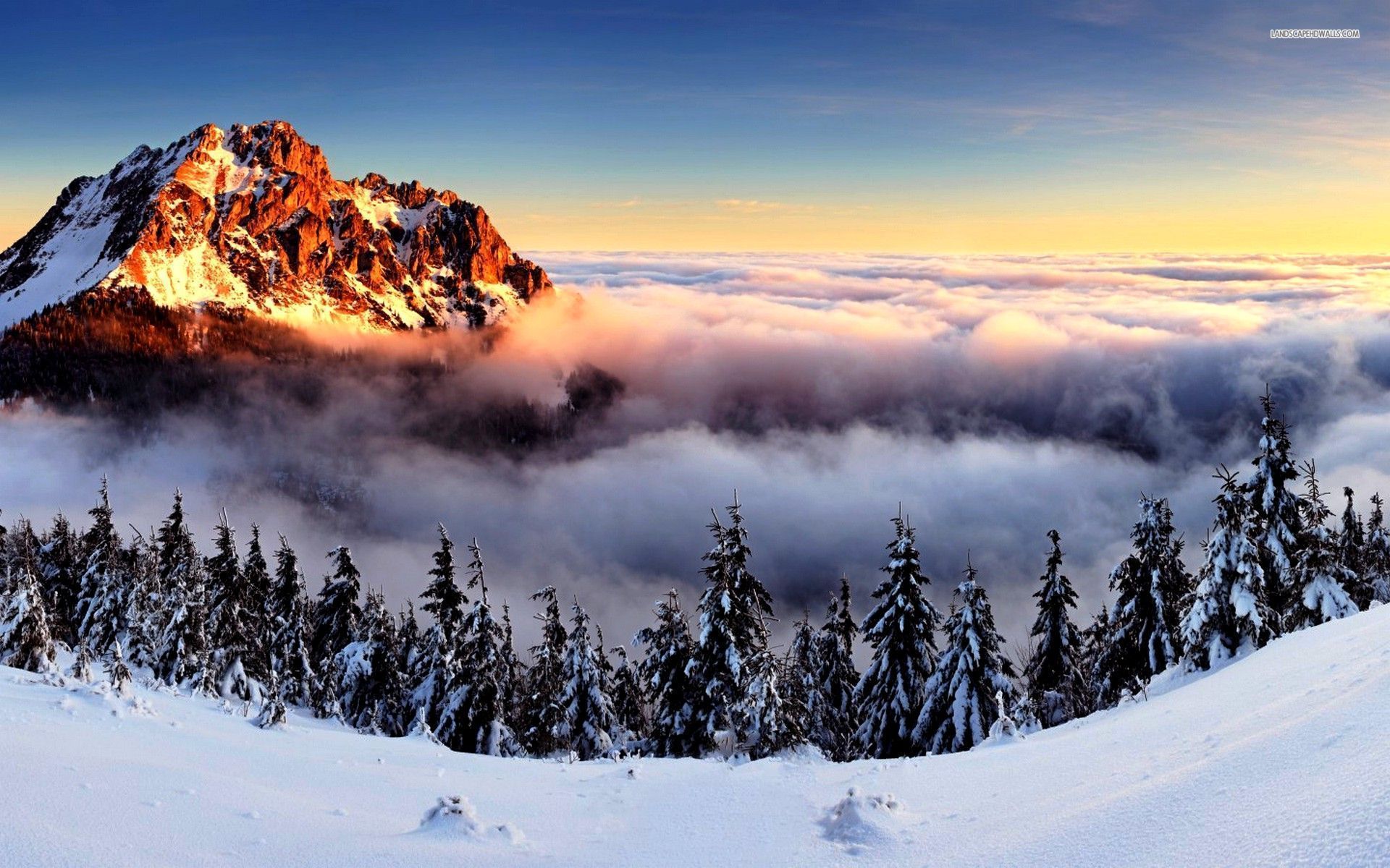 Mountains In Winter Snow Wallpapers