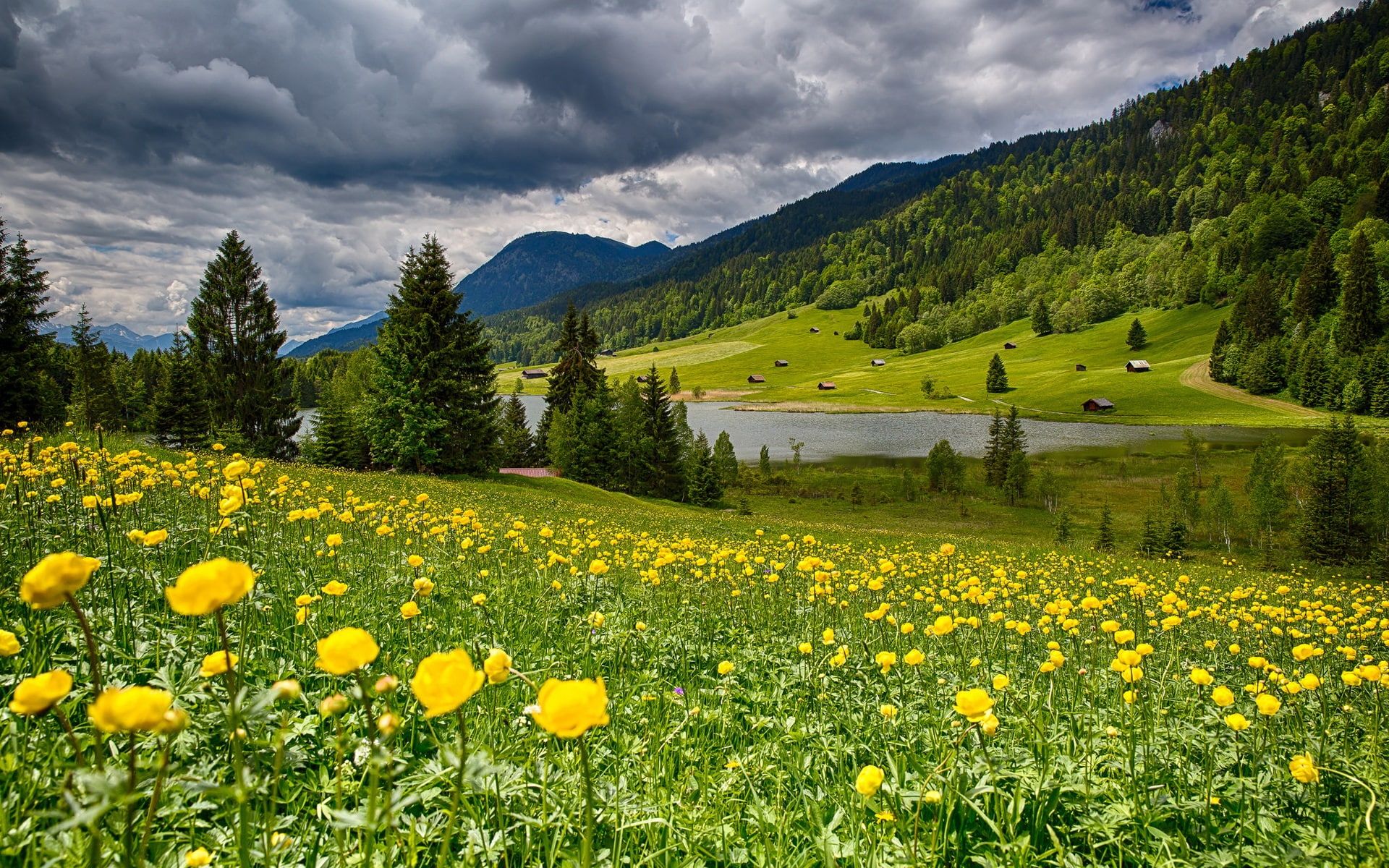 Mountains Lake Clouds Wallpapers