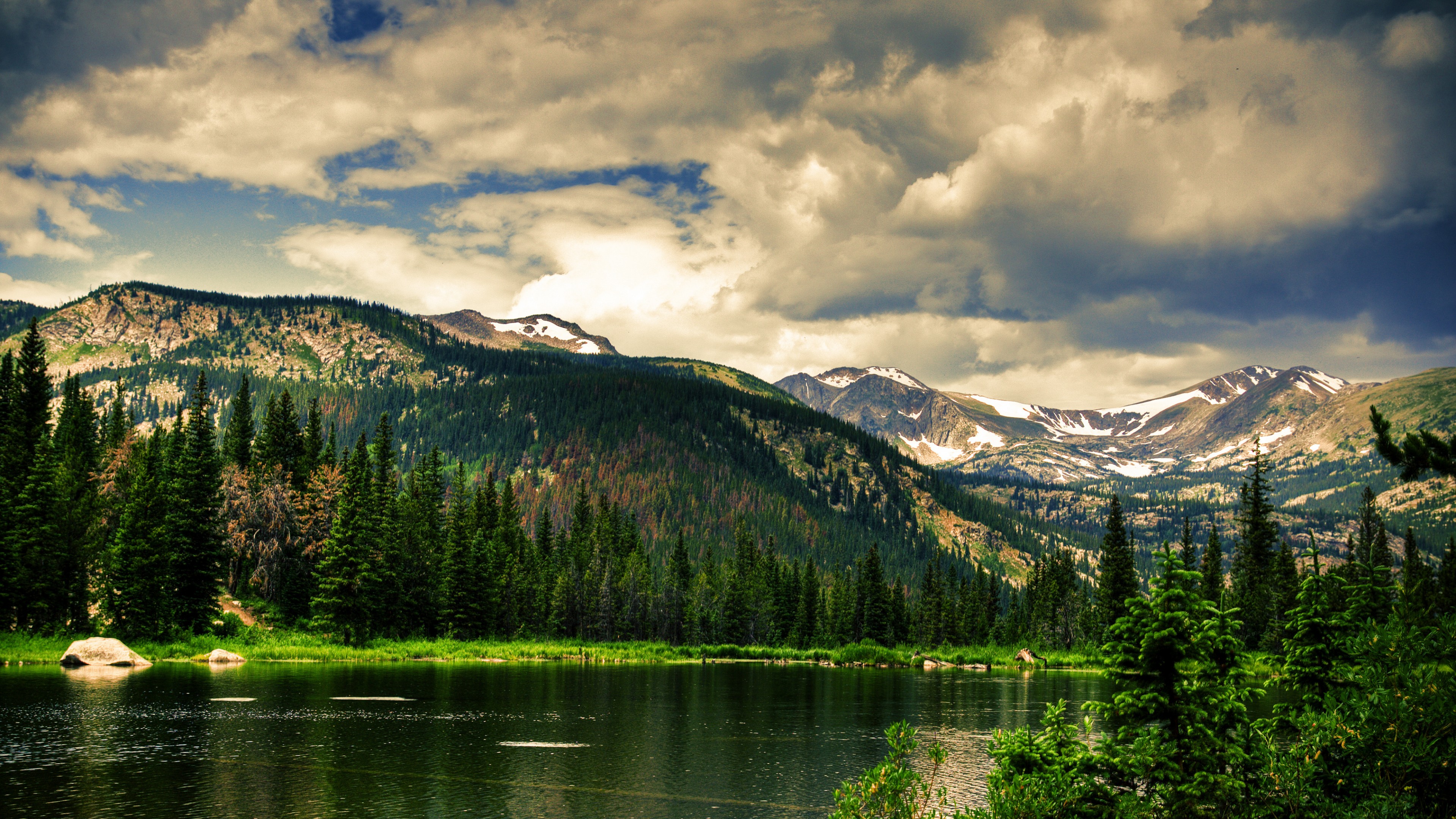 Mountains Lake Clouds Wallpapers