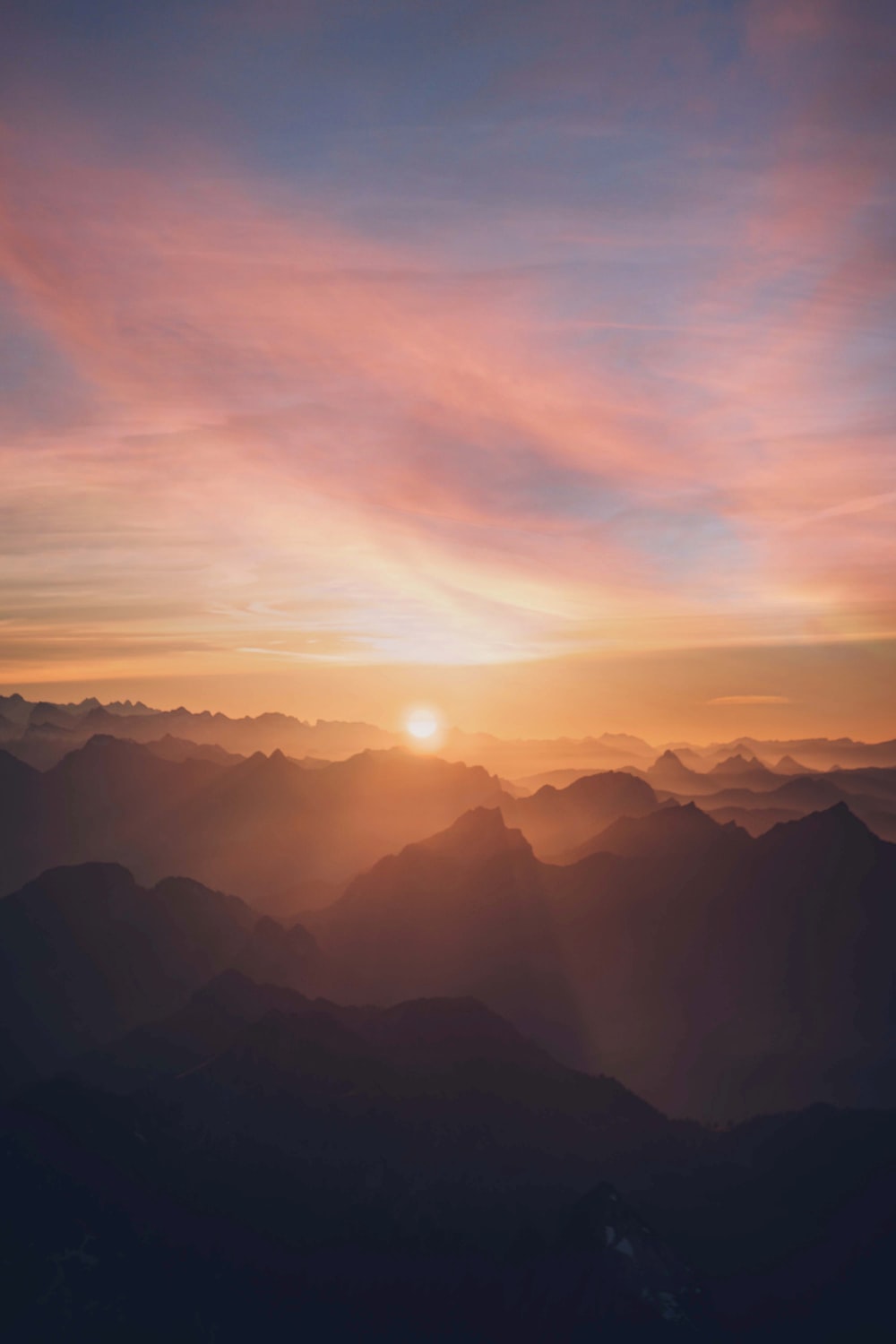 Mountains Silhouette During Sunset Wallpapers