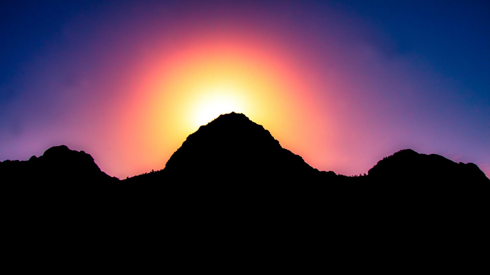 Mountains Silhouette During Sunset Wallpapers