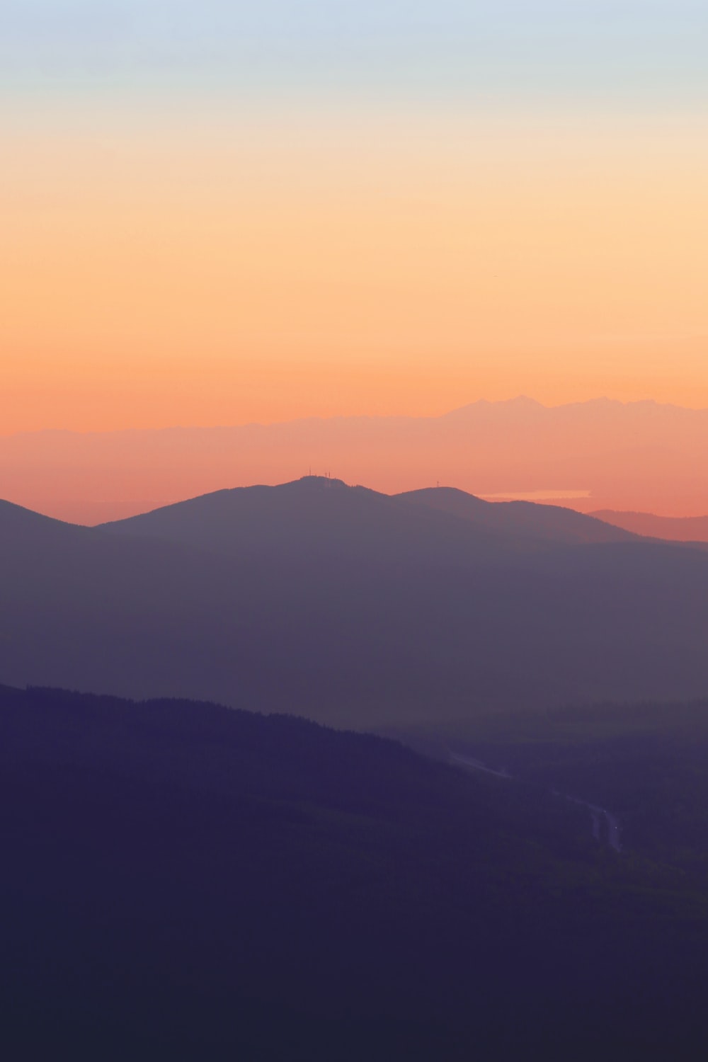 Mountains Silhouette During Sunset Wallpapers