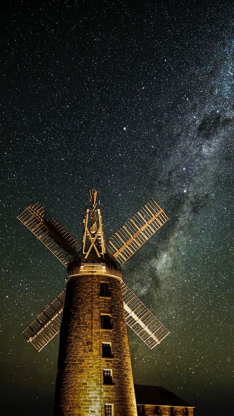 Night Windmill Buildings Wallpapers