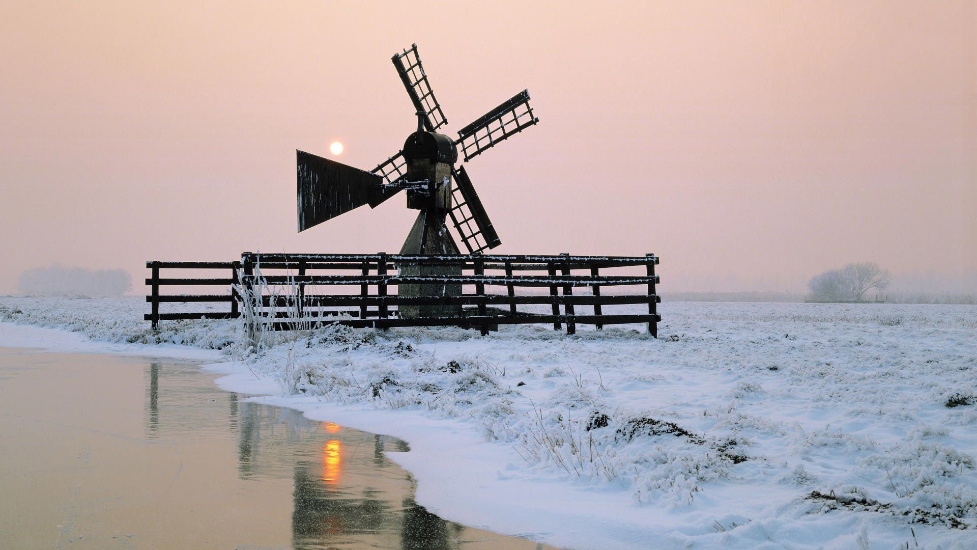 Night Windmill Buildings Wallpapers