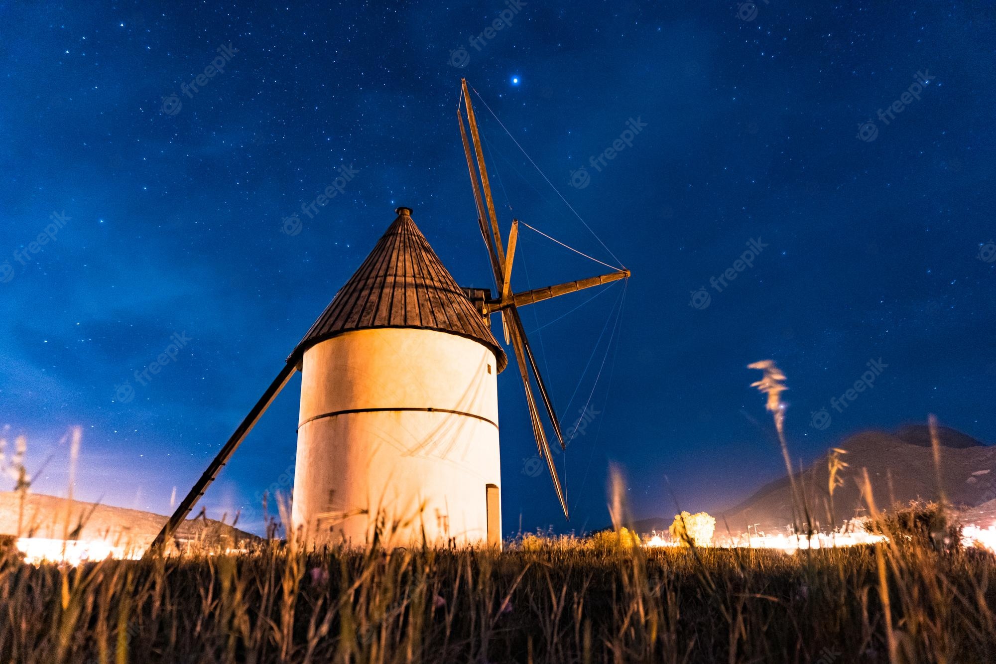 Night Windmill Buildings Wallpapers