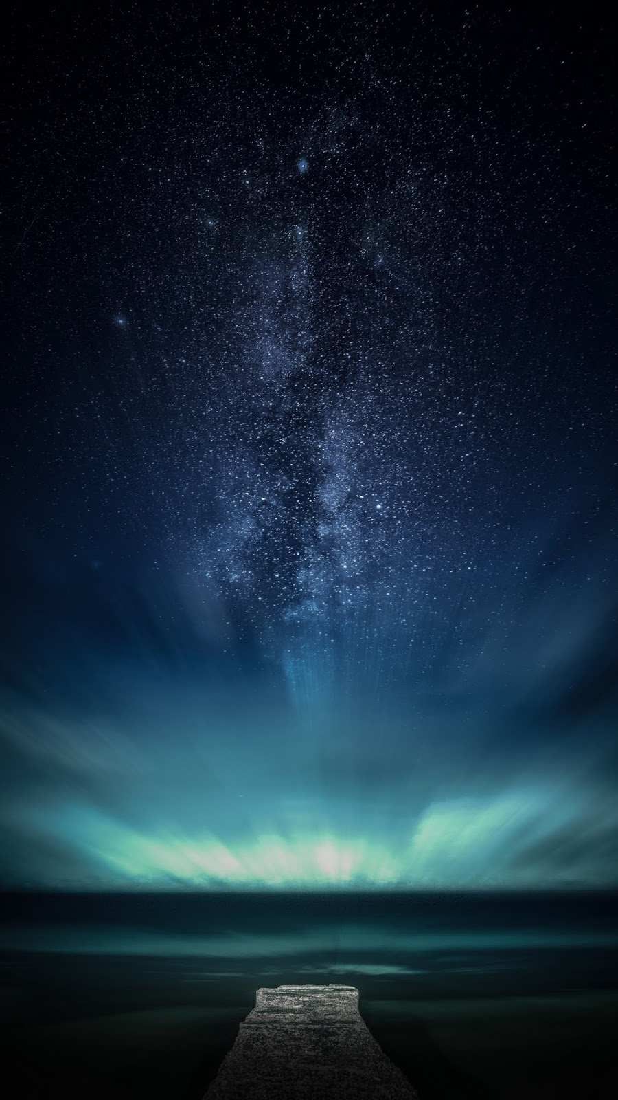 Ocean Pier Under Milky Way Sky Wallpapers