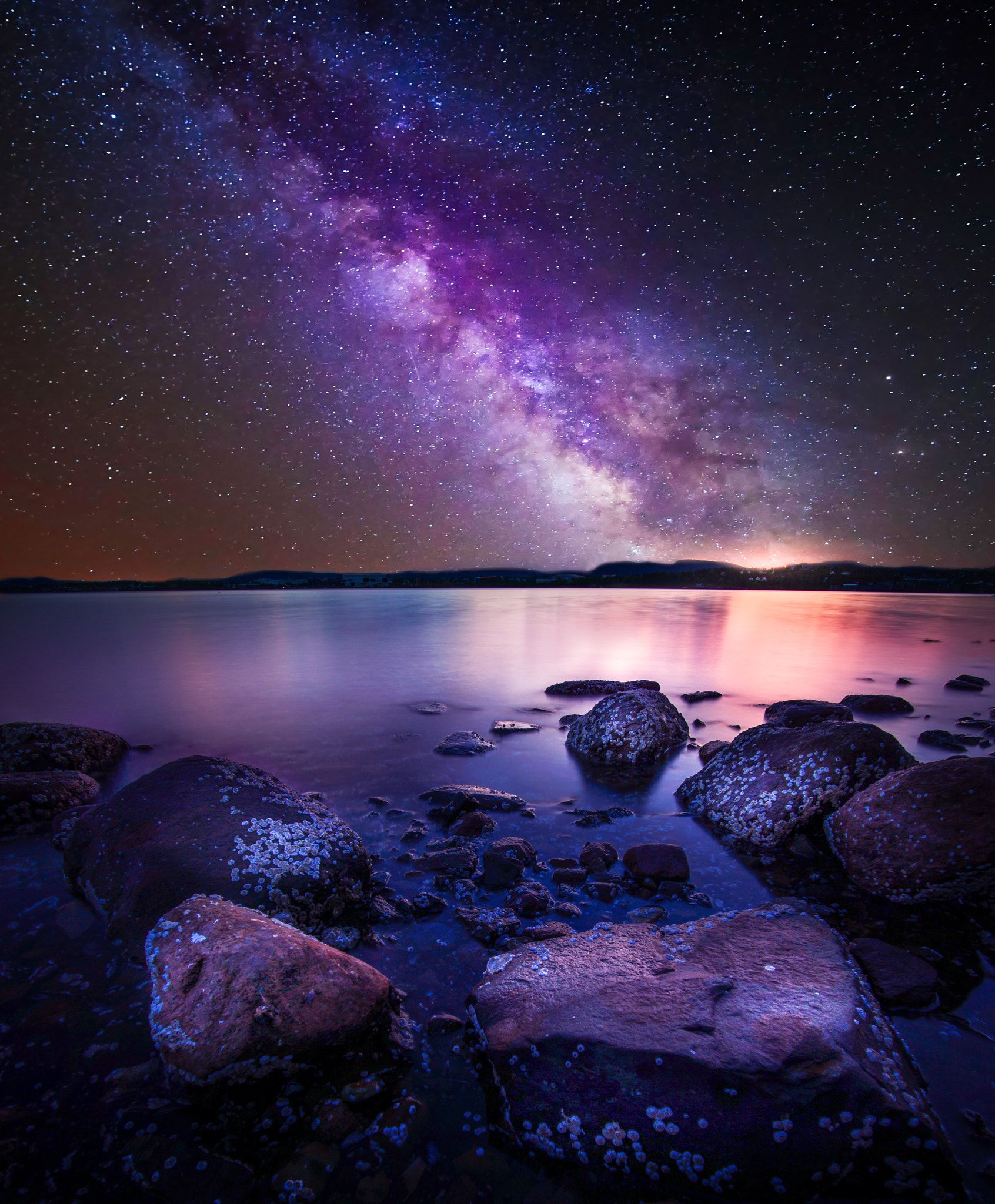 Ocean Pier Under Milky Way Sky Wallpapers