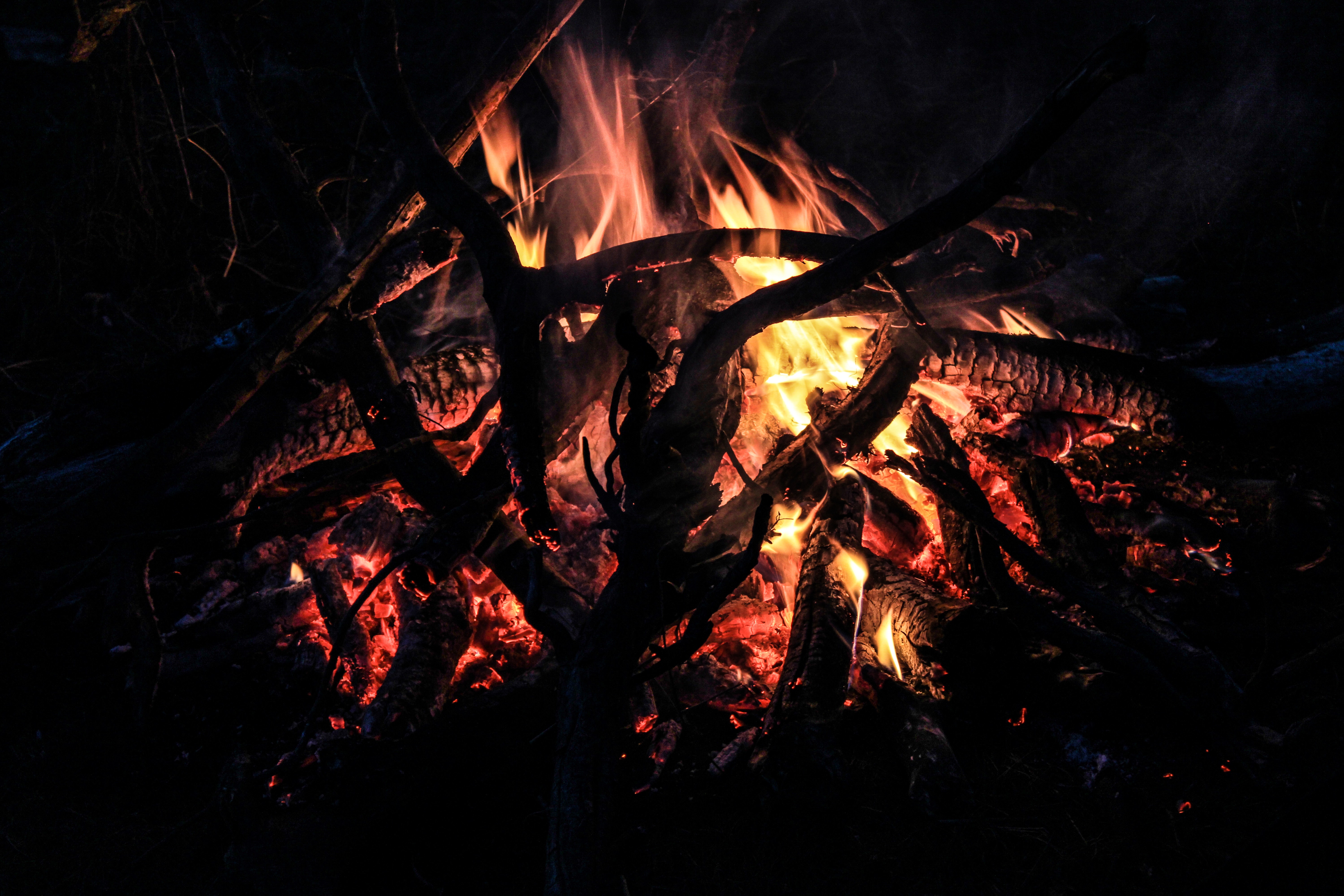 People Sitting Around Campfire In Dark Night Wallpapers