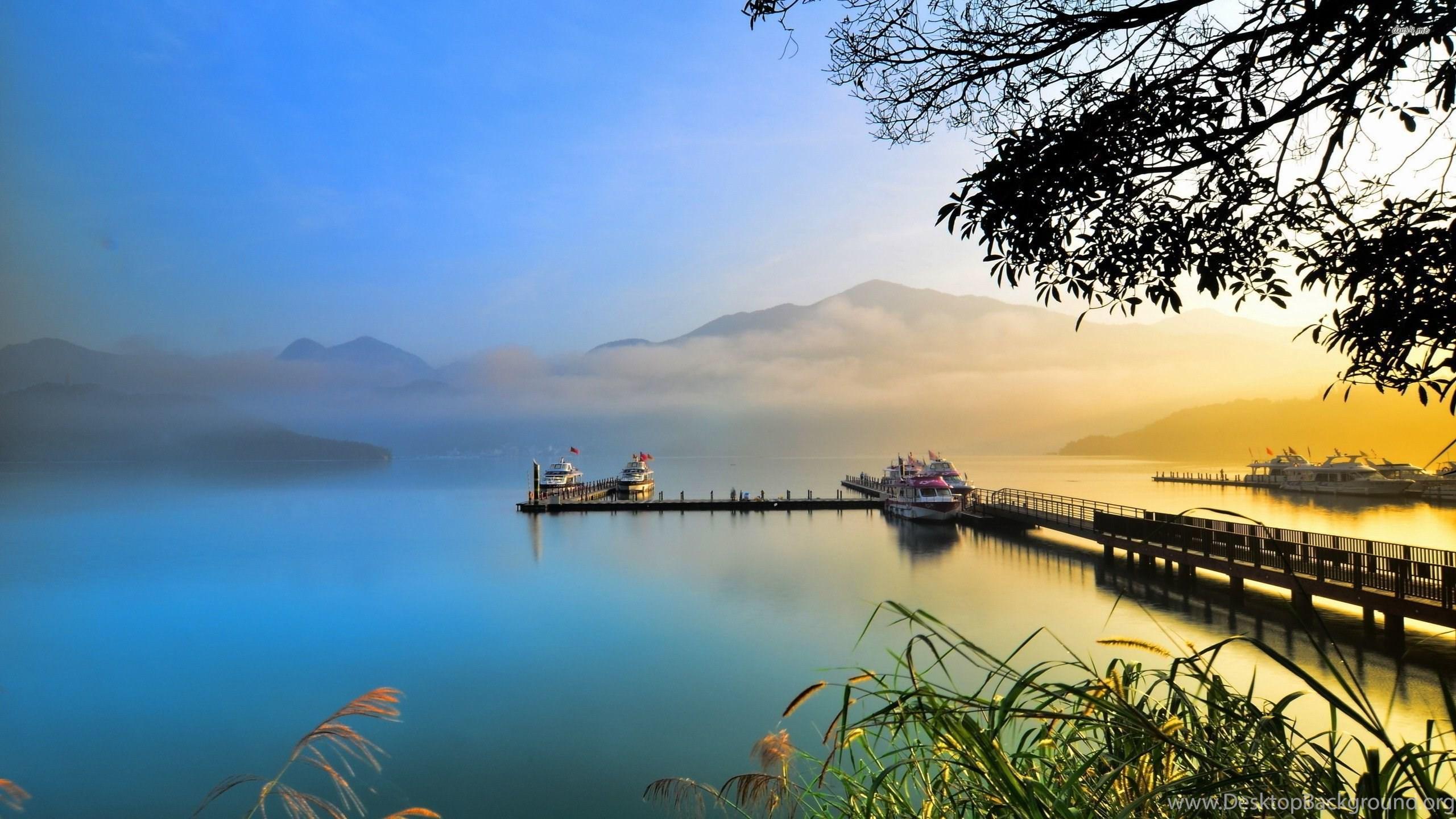 Pier And Foggy Lake Wallpapers