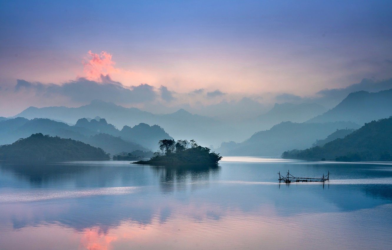 Pier And Foggy Lake Wallpapers