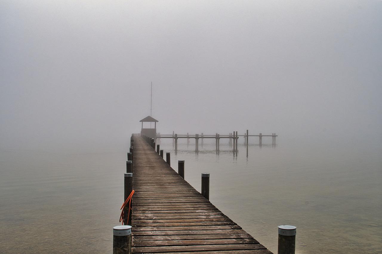 Pier And Foggy Lake Wallpapers